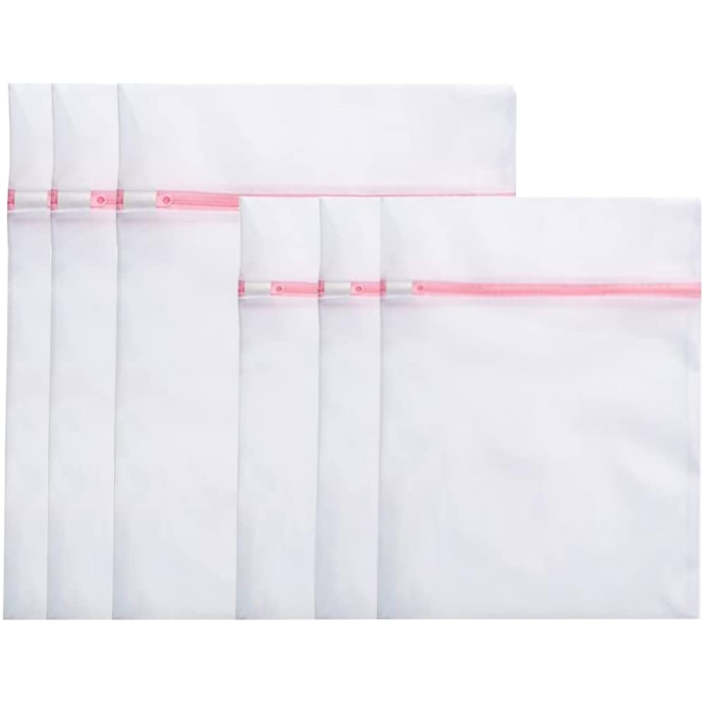 VTECHOLOGY Mesh Laundry Bags with Zipper - 6 Pack Delicate Wash Bags for Lingerie, Bras, Socks, Underwear & Clothing - Travel Storage Organizer for Washing Machine & Hand Wash - Perfect for College Dorm, Gym & Vacation