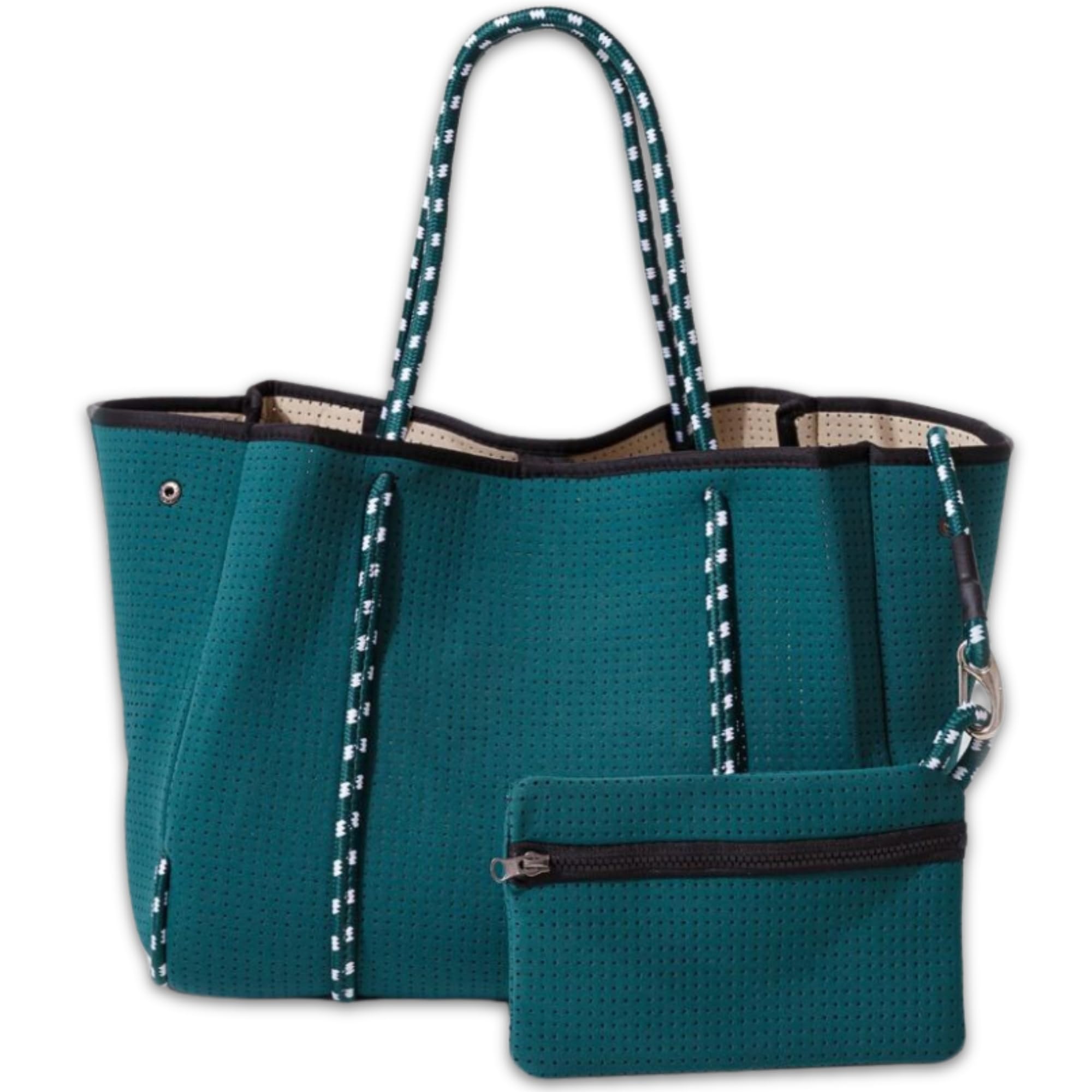 Stylish Large Neoprene Tote Bag for Women - Water-Resistant Designer Handbag with Multiple Pockets & Zipper Pouch - Perfect for Work, Travel, Gym & Beach Day Essentials