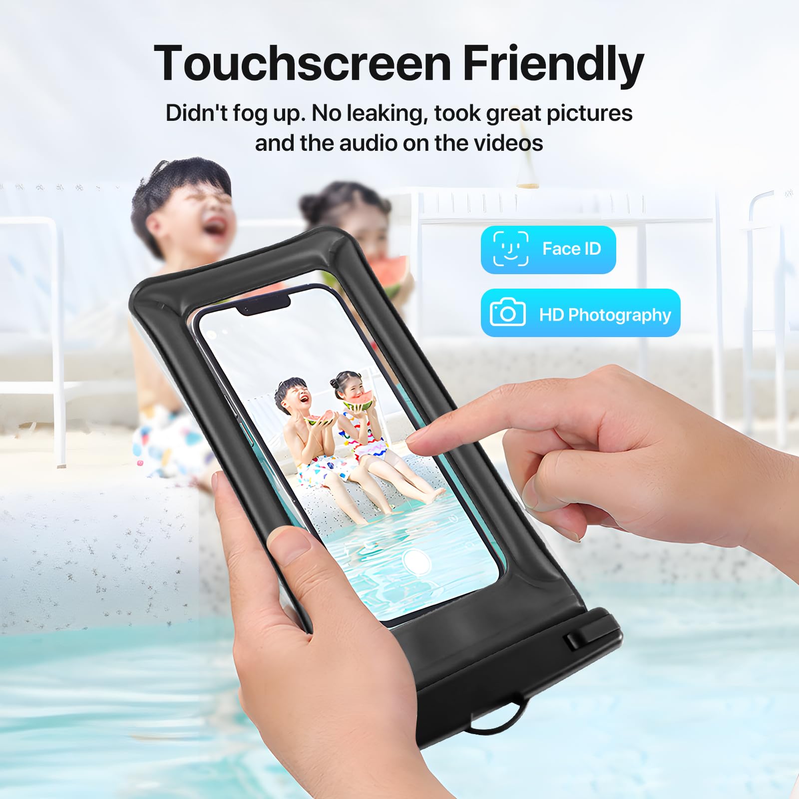 **Diaclara 2-Pack Large Floating Waterproof Phone Pouch for iPhone 15/14/13/12 Pro Max & Galaxy S24/S23/S22 Ultra – IPX8 Waterproof Dry Bag for Swimming, Beach, Cruise & Outdoor Activities (Black)**