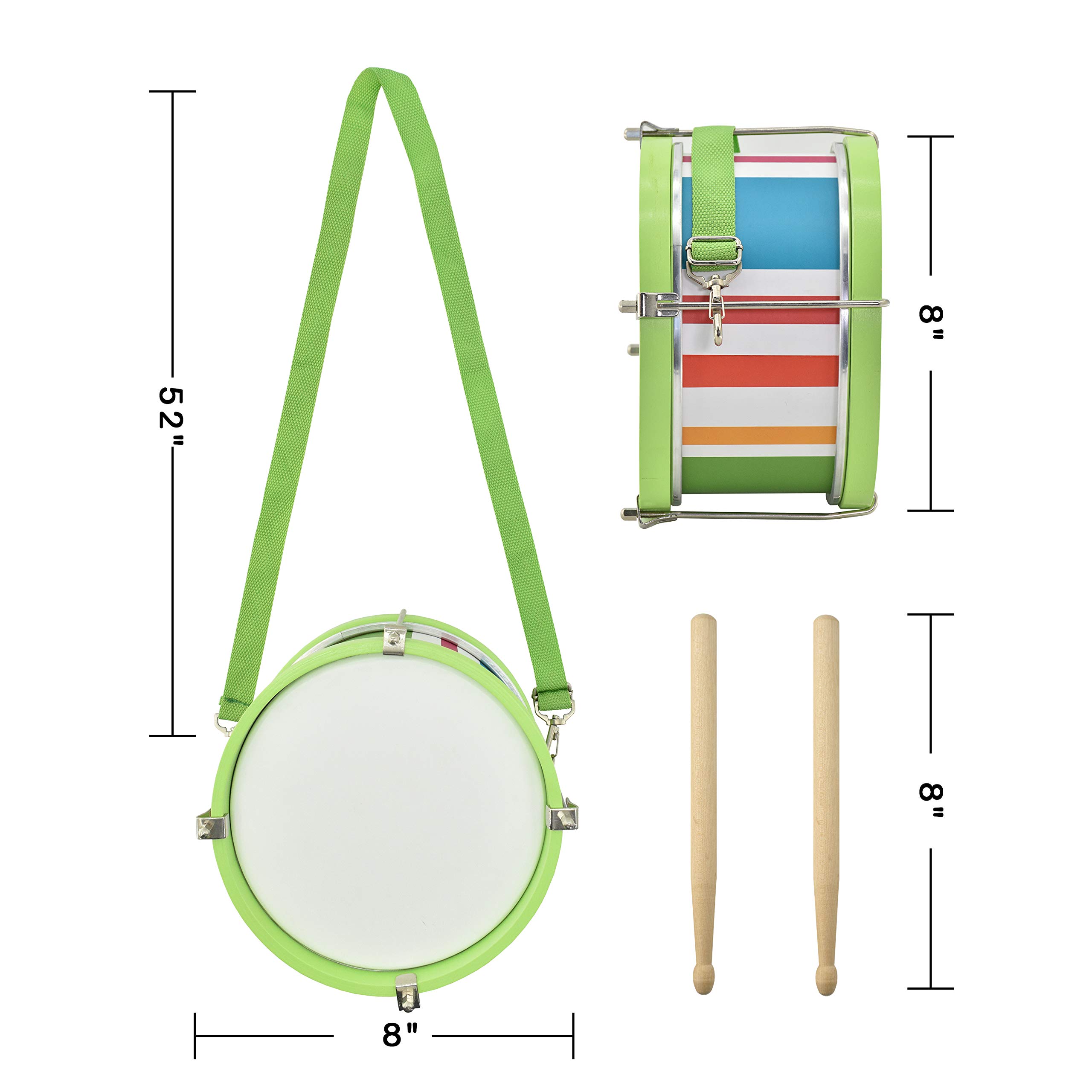 **MUSICUBE 8-Inch Wooden Kids Drum Set with Adjustable Strap & 2 Drumsticks – Educational Musical Toy for Toddlers, Sensory Instrument for Boys & Girls – Perfect Gift for Birthdays & Playtime**