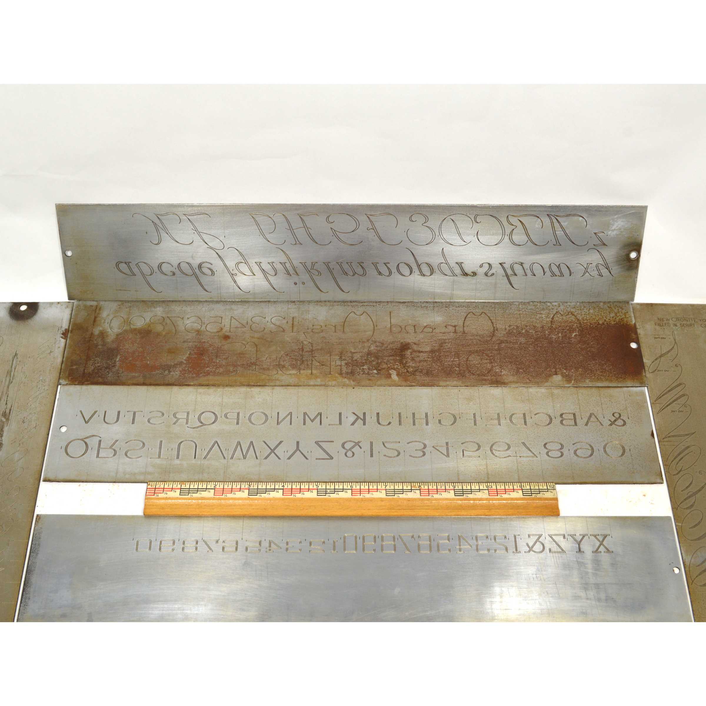 Vintage CRONITE Engraving Font Plate Set of 10 - Antique Engraver & Pantograph Lettering Plates for Jewelry Making, Metal Crafting, and Personalized Gifts