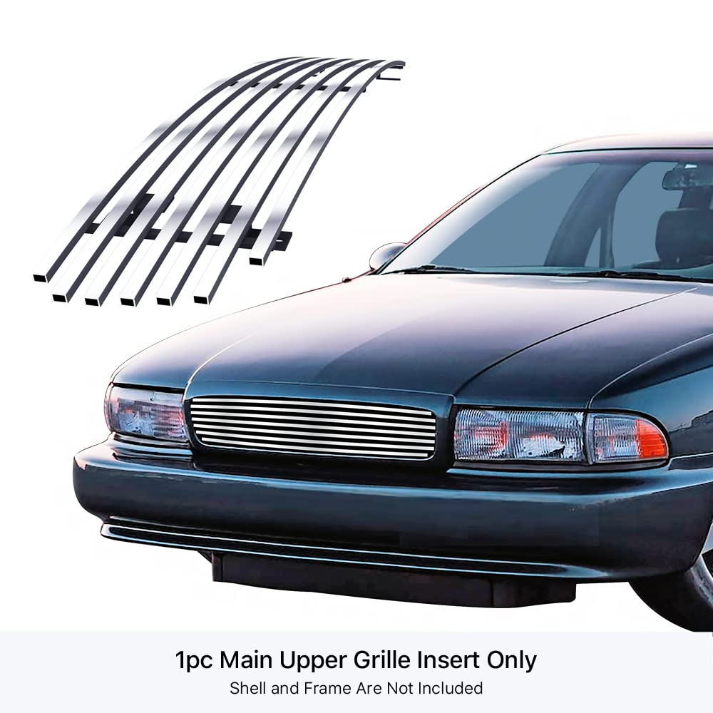 APS Chrome Billet Front Grill Grille Insert C86002A Compatible with Chevy Impala 1994-1996 SS - Main Upper Replacement for Enhanced Style & Protection | Perfect for Car Restoration & Custom Upgrades