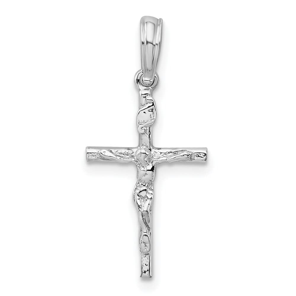 Elegant Sterling Silver Polished Thin Crucifix Pendant Necklace for Women - Perfect for Everyday Wear, Gift Giving & Religious Occasions