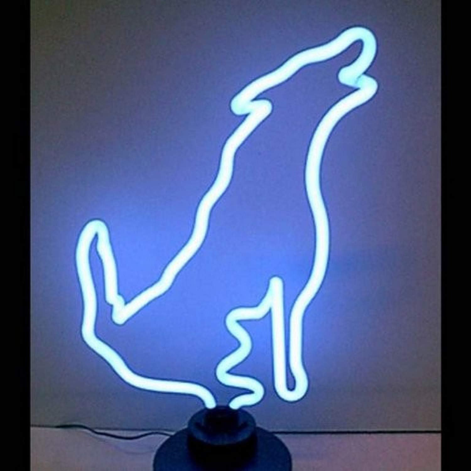 Howling Wolf Neon LED Desk Lamp - Blue Glow Night Light for Bedroom, Gaming Room & Office Decor - Cool Neon Sign for Home & Bar Aesthetic