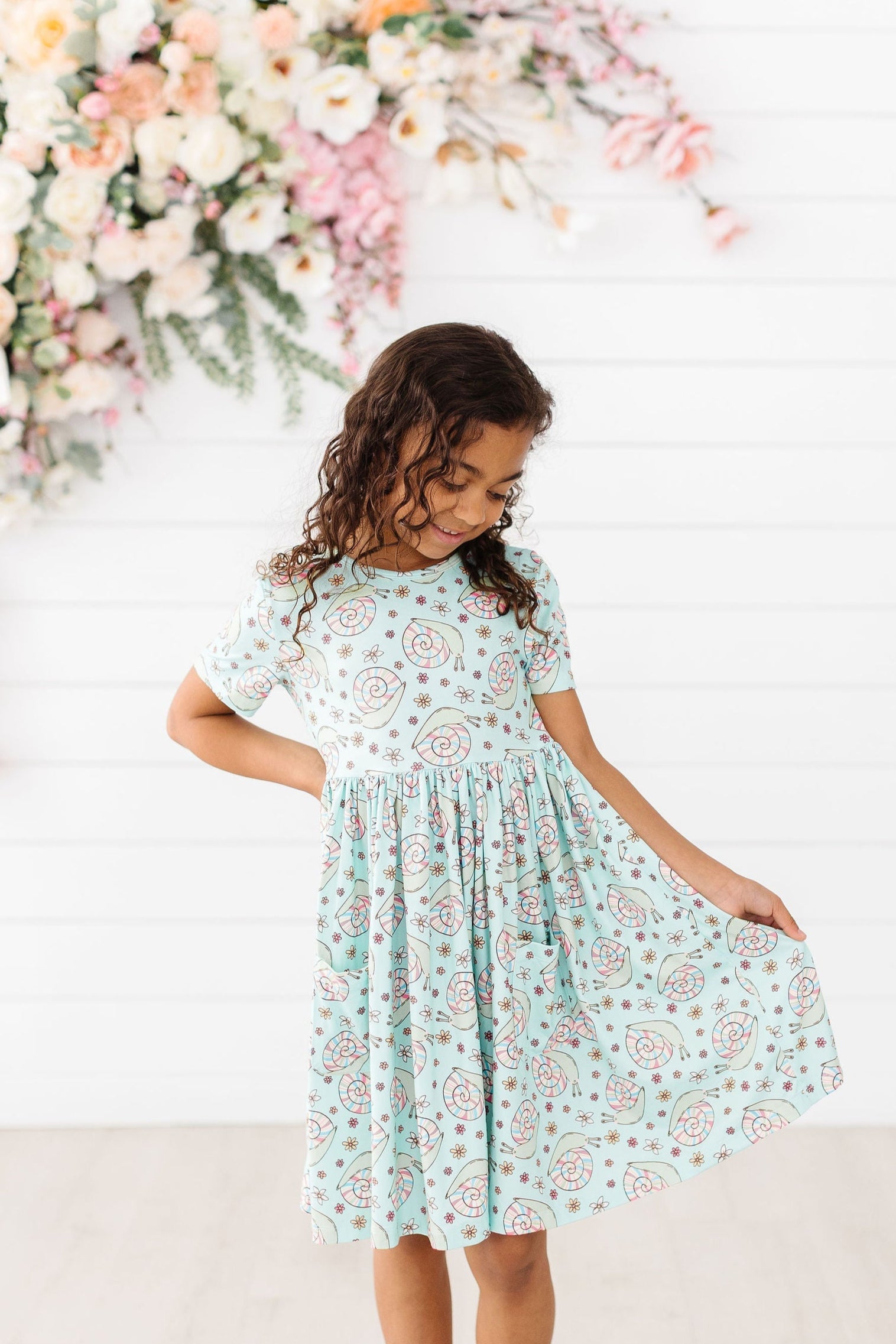 Spring Snails Women's Short Sleeve Pocket Twirl Dress - Flowy Summer Dress for Beach, Vacation & Casual Outings