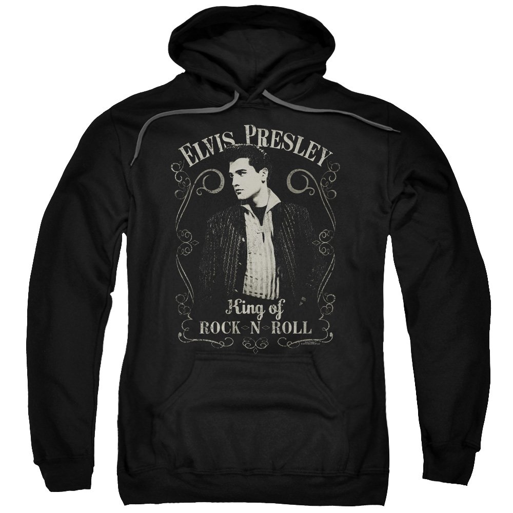 Elvis Presley Rock Legend Men's Pullover Hoodie - Black Vintage Style Sweatshirt for Casual Wear & Music Lovers