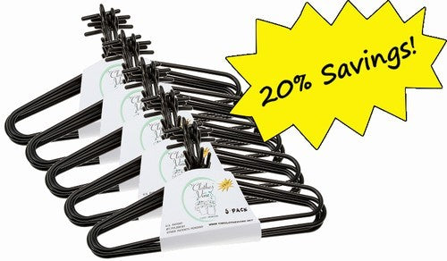 25 Pack Black Plastic Clothes Hangers - Heavy Duty Garment Hangers for Closet Organization, Wardrobe, Laundry & Retail Stores