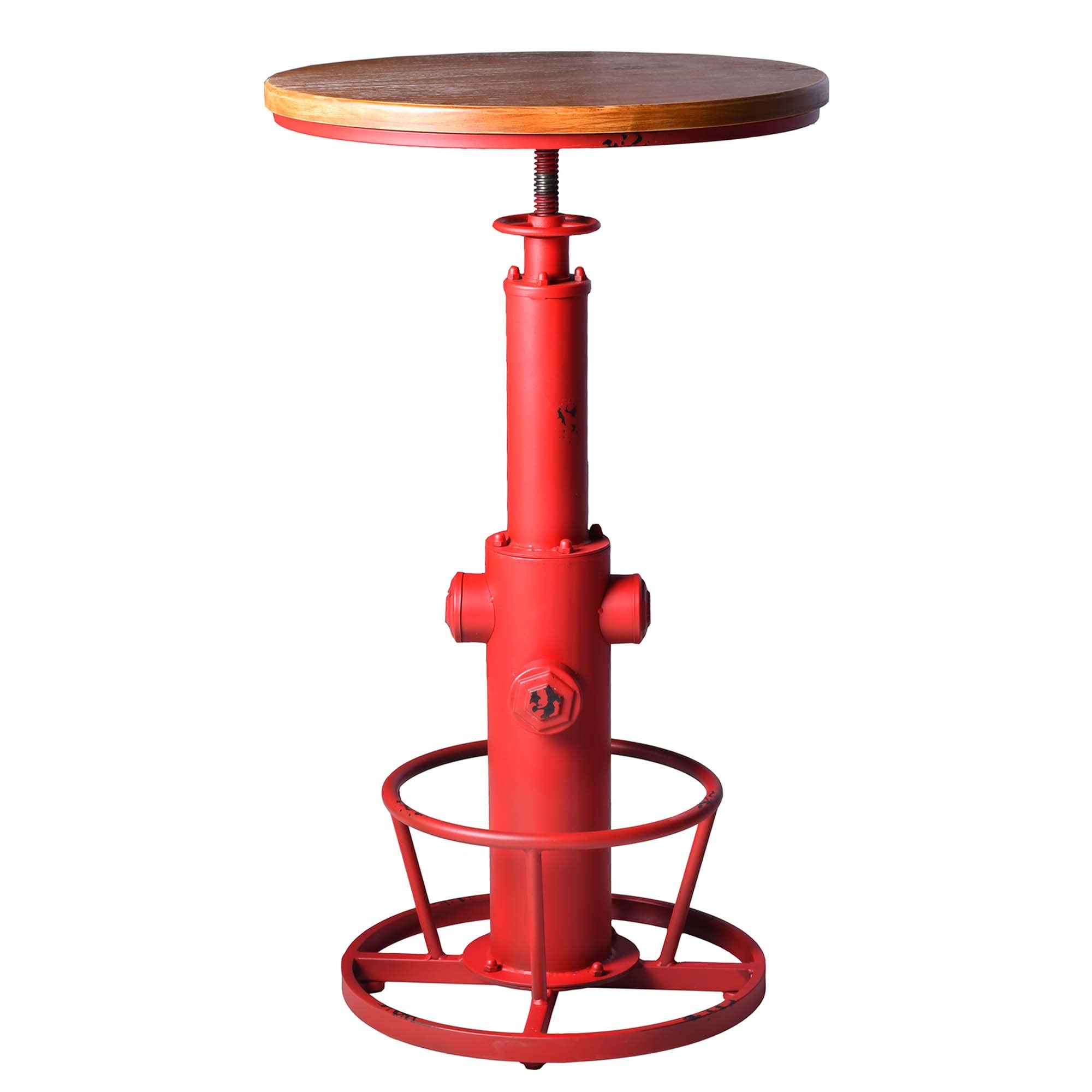 Adjustable Height Industrial Bar Table 38.58-48.43 Inches - Antique Red Pub Table for Kitchen, Dining Room, Coffee Shop & Bistro | Perfect for Entertaining, Small Spaces & Commercial Use