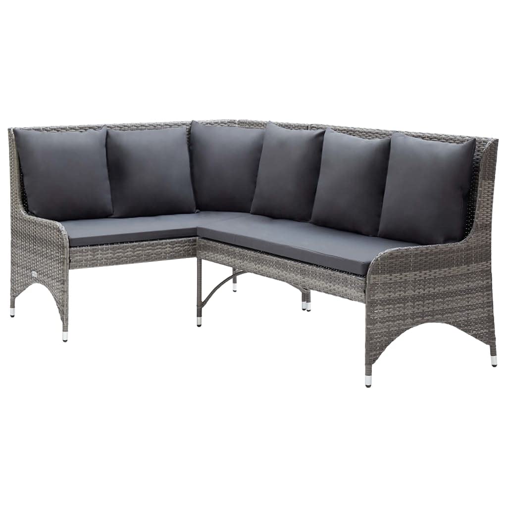 2-Piece Gray Poly Rattan Patio Corner Sofa Set - Outdoor Seating Furniture with Cushions for Backyard, Porch & Balcony - Perfect for Relaxing, Entertaining & Lounging