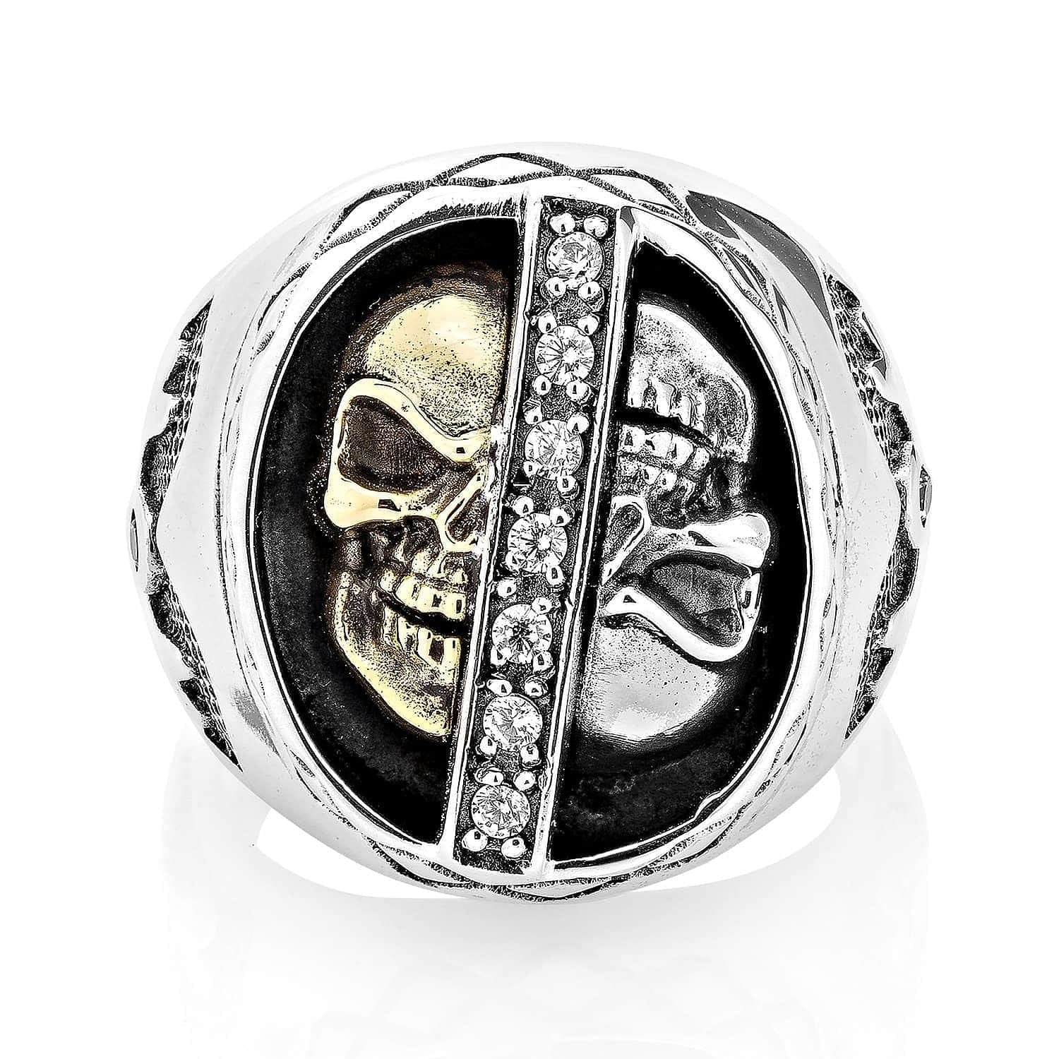 Skull Crossbones Sterling Silver Biker Ring for Men - Gothic Punk Jewelry - Perfect for Motorcycle Riders & Rock Fashion Enthusiasts