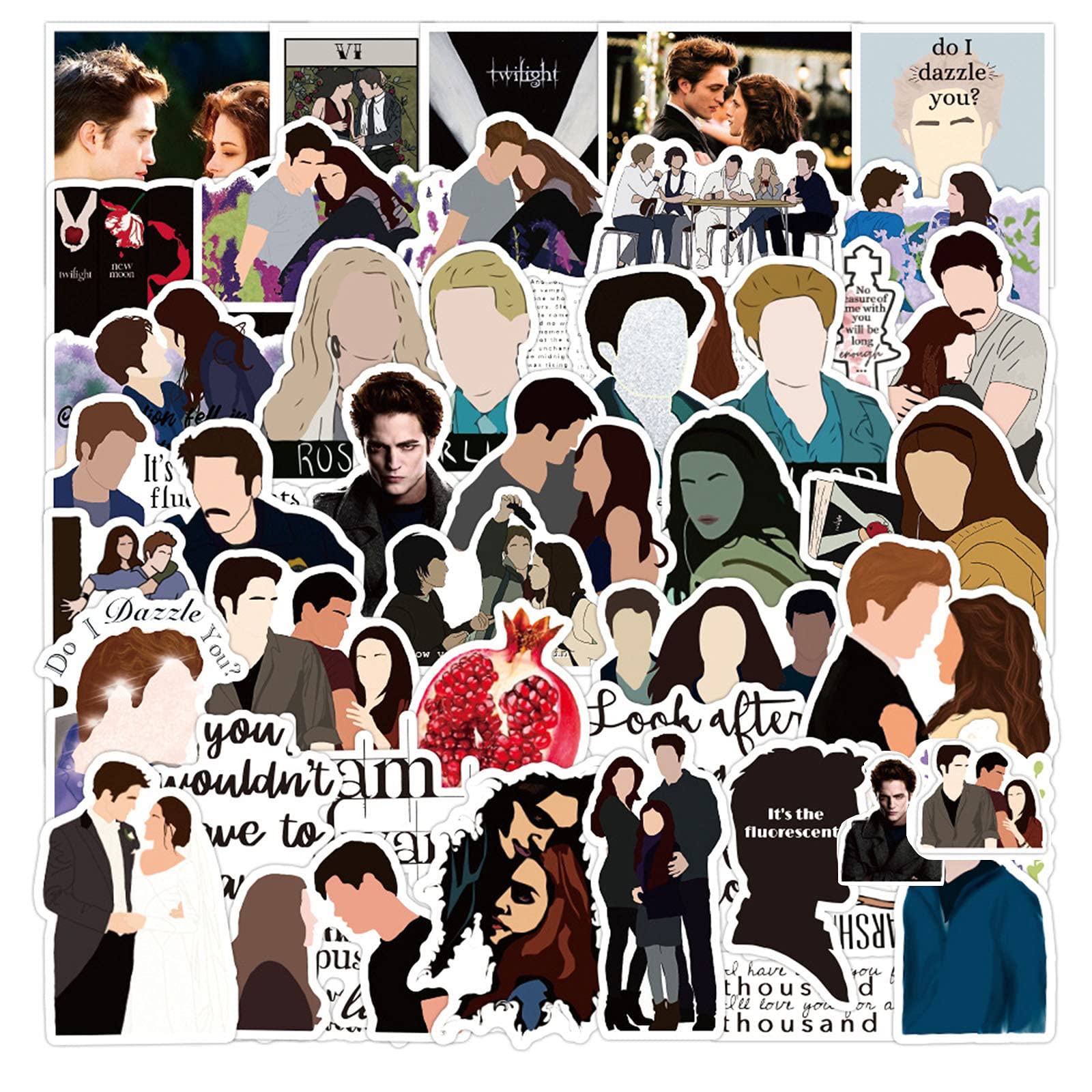 The Twilight Saga Movie Poster Stickers - 50Pcs Waterproof Vinyl Decals for Laptop, Phone, Water Bottle, Skateboard - Perfect for Teens, Kids & Adults - Great for School, Office & Party Decor