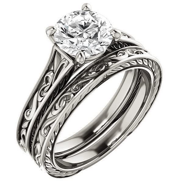 4 CT Round Colorless Moissanite Engagement Ring for Women - Sterling Silver & Solid Gold Wedding Bridal Ring Set - Eternity Diamond Solitaire 4-Prong Ring - Perfect for Proposals, Anniversaries & Special Occasions