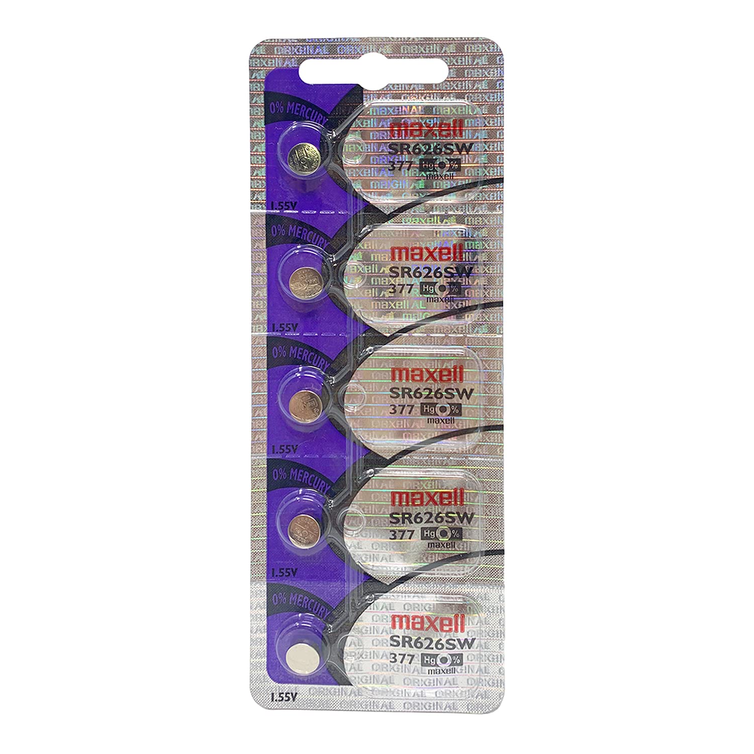 Maxell SR626SW 377 Silver Oxide Watch Battery - 10 Count (2 Packs of 5) - Long-Lasting Power for Watches, Calculators & Medical Devices - Perfect for Timex, Casio & More