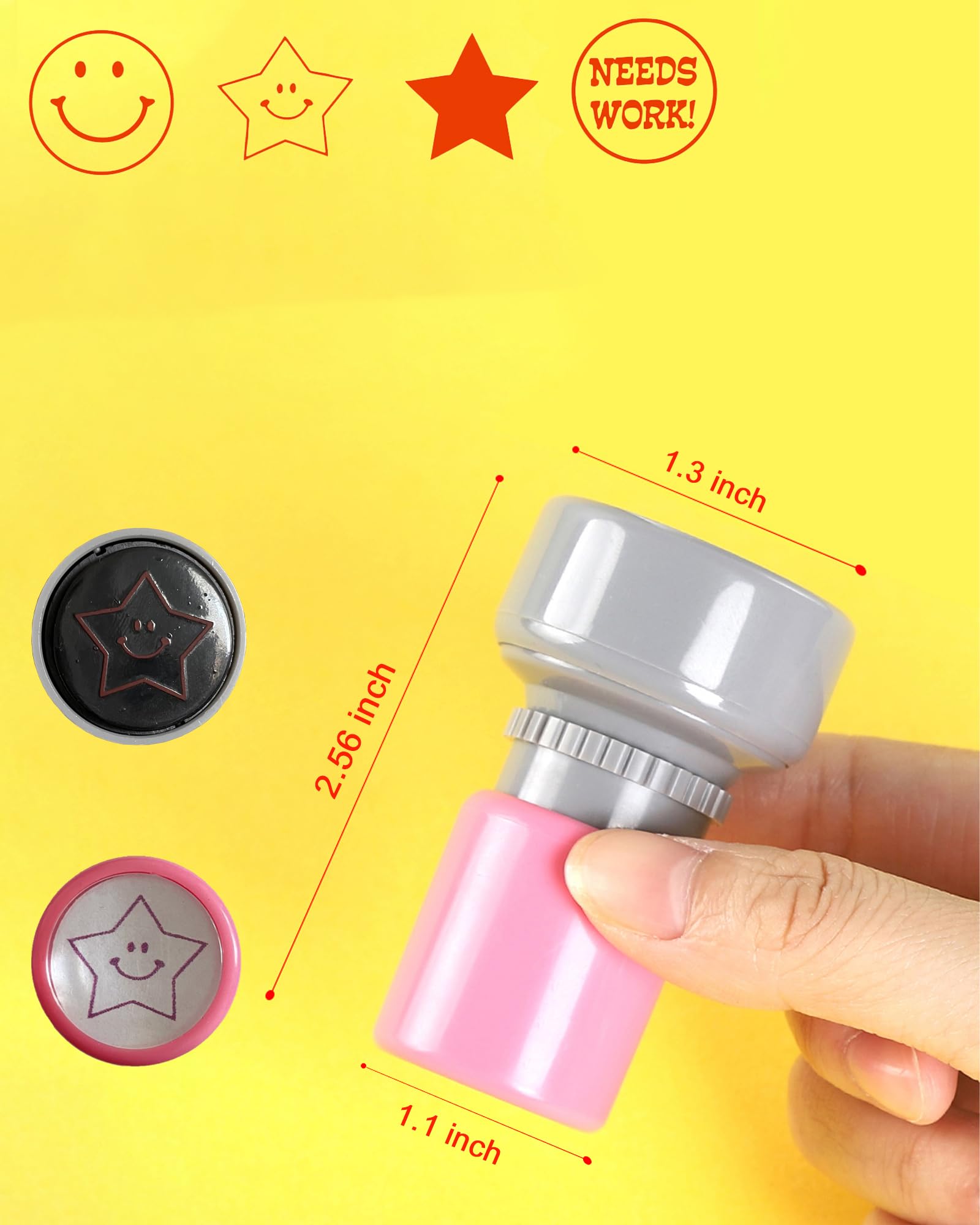 4-Pack Self-Inking Teacher Stamps - BOYIDEW Pre-Inked Rubber Grading Stamps with Star Design for Classroom, Homework & Student Assessment (Great for Teachers, Parents & Homeschooling)