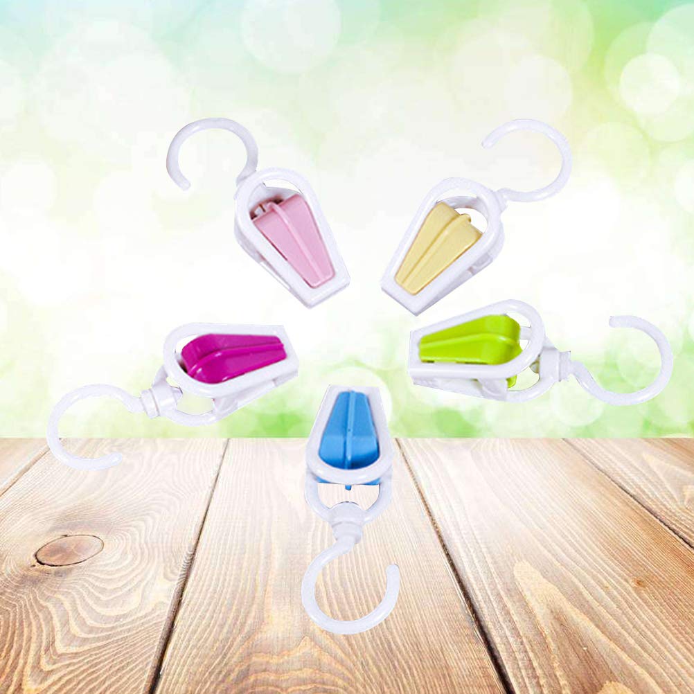 BESPORTBLE 20-Pack Swivel Hooks - Heavy Duty Rotating Clips for Laundry, Stair Baskets, Towels, Socks & Curtains - Multi-Purpose Windproof Hanging Storage Solution for Home & Organizing