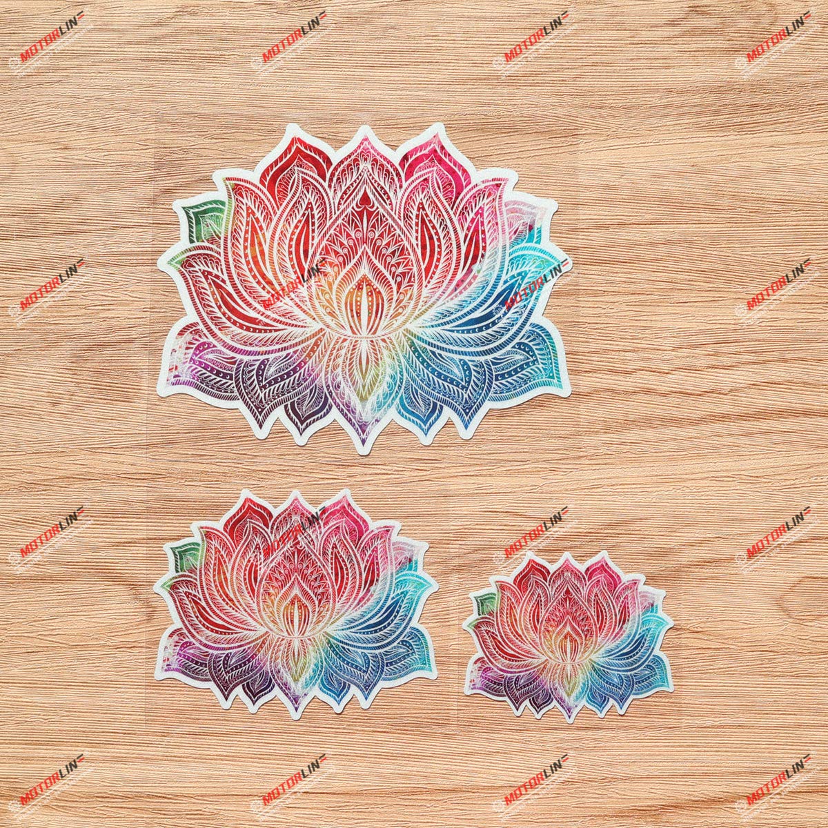 Lotus Flower Ethnic Colorful Yoga Om Meditation Vinyl Decal Stickers - 3 Pack (3