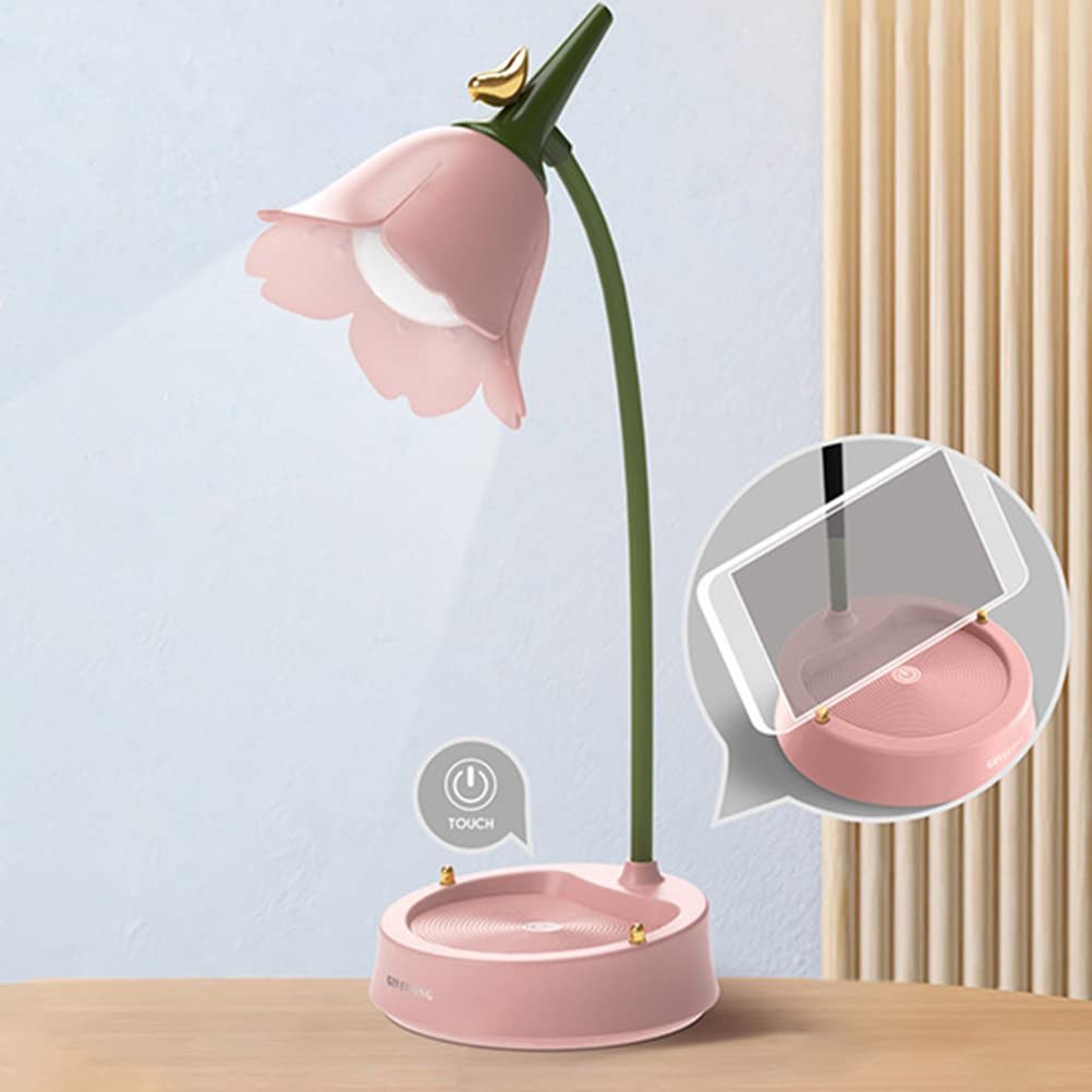 IYSHOUGONG 1Pc Flower LED Desk Lamp - 3 Color Modes, Stepless Dimming, Touch Sensor Table Lamp for Bedroom, Office & Study Room - Cute Kawaii Desk Accessories & Night Light