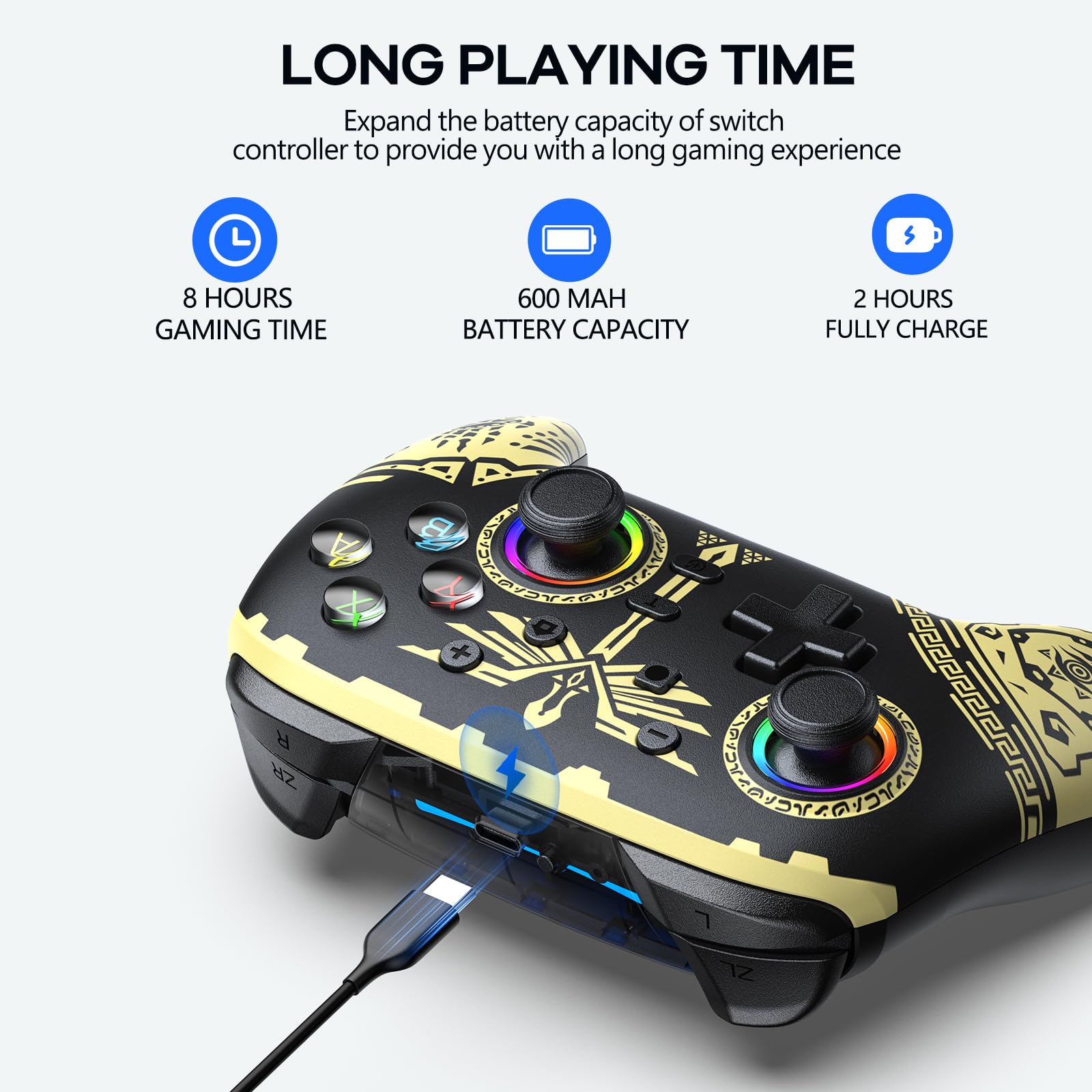AROEVEIB Wireless Switch Pro Controller with Dual Vibration, Motion Control & 6-Axis Gyro - Compatible with Nintendo Switch, Switch Lite & OLED - Perfect for Gaming, Multiplayer & Motion-Control Games