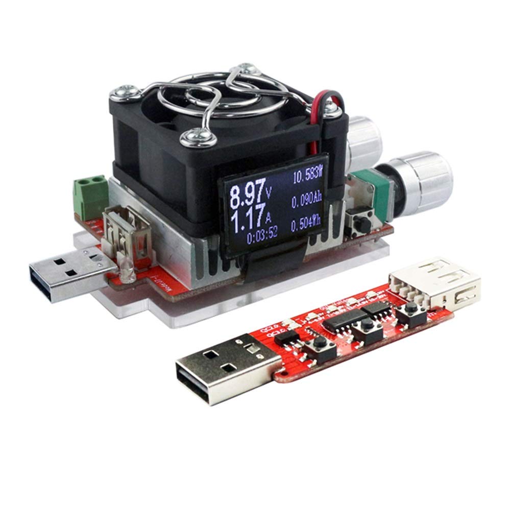 35W USB Power Meter with QC2.0/3.0 Trigger - Adjustable Electronic Load Tester for Voltage, Current & Aging Discharge | Perfect for DIY Electronics, Battery Testing & USB Charger Analysis