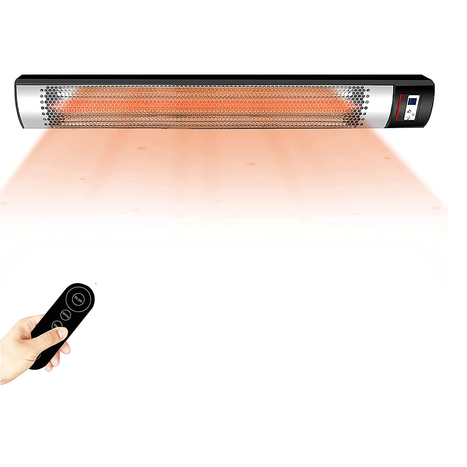 MTTLS Wall-Mounted Electric Infrared Patio Heater - IP65 Waterproof Outdoor Heater with 3 Power Settings & 8-Hour Timer - Instant Heating, Super Quiet Space Heater for Patio, Deck, Garage, and Outdoor Dining Areas
