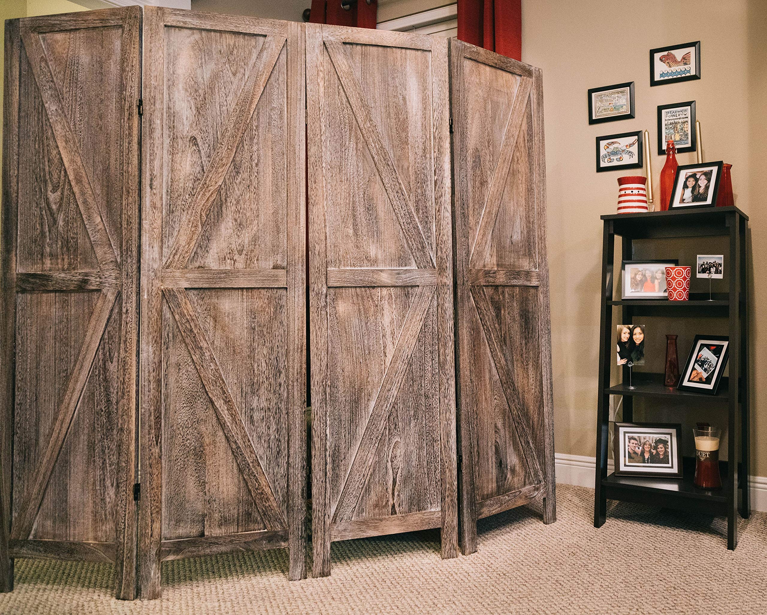 Premium Rustic Barnwood Room Divider - Folding Privacy Screen & Partition Wall for Home, Office, or Studio | Temporary Wall Separator for Living Spaces, Bedrooms & Events