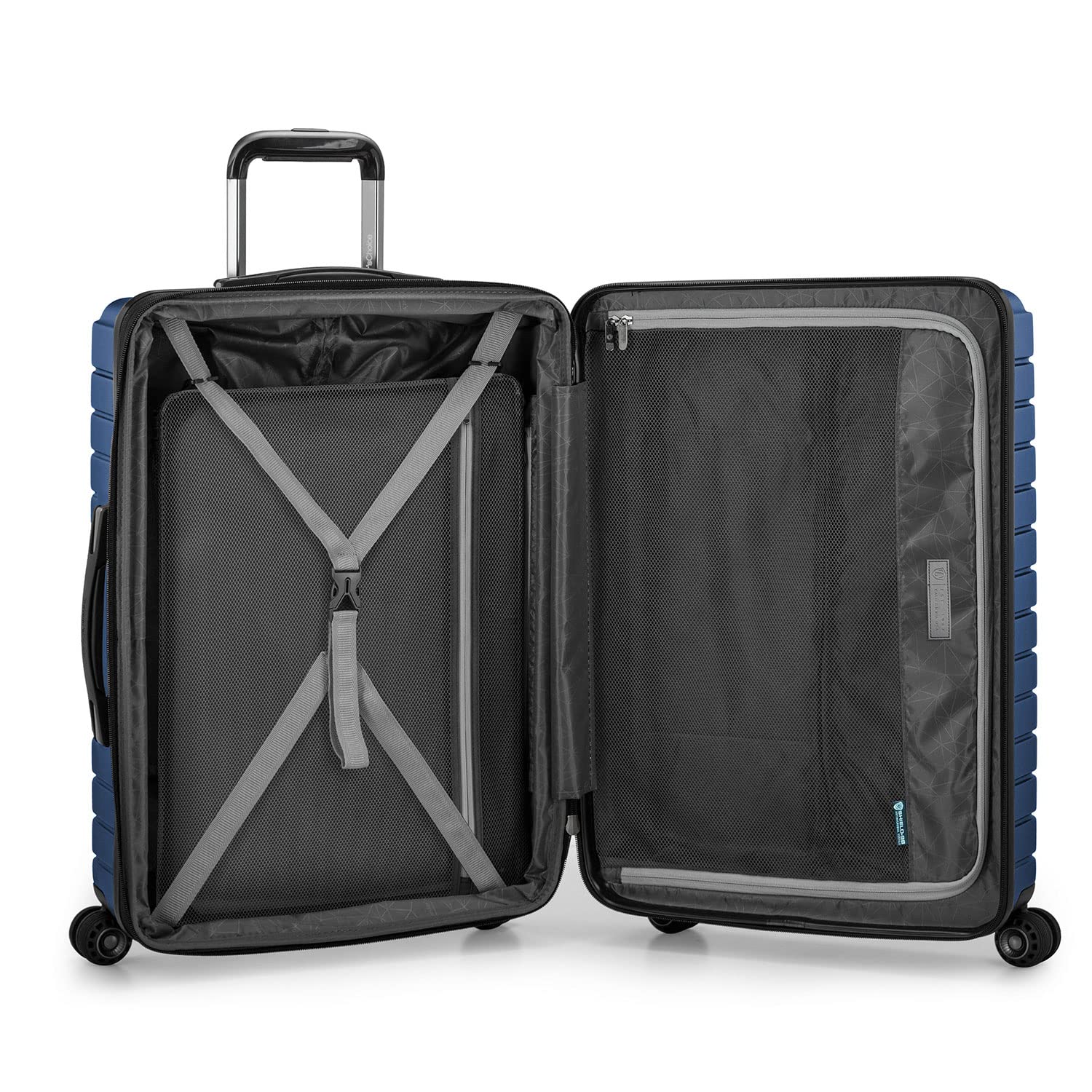 Traveler's Choice Archer Polycarbonate Hardside Spinner Luggage Set - 2-Piece Lightweight Suitcase with Tie Down Straps, Blue - Perfect for Air Travel & Business Trips