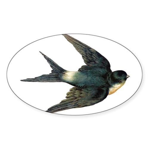 White - Vintage Swallow Bird Art Sticker