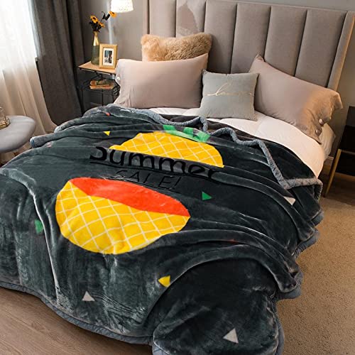 Premium Korean Mink Fleece Blanket - Ultra Soft & Warm 2-Ply Heavyweight Blanket (60x80 Inches, 5 lbs) - Pineapple Abstract Design for Cozy Bedroom, Winter Nights & Home Decor - Perfect Gift for Autumn & Winter Seasons
