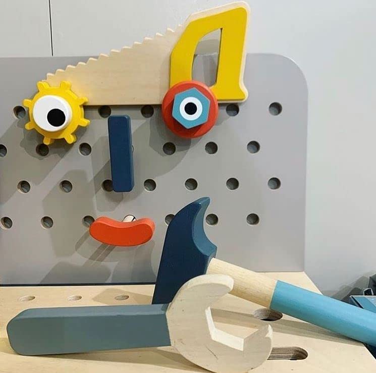 Tender Leaf Toys - Wooden Tabletop Tool Bench Construction Building Play Set for Kids Ages 3+ | STEM Learning Toy for Logical Thinking & Pretend Play | Perfect for Home, Classroom & Daycare Activities