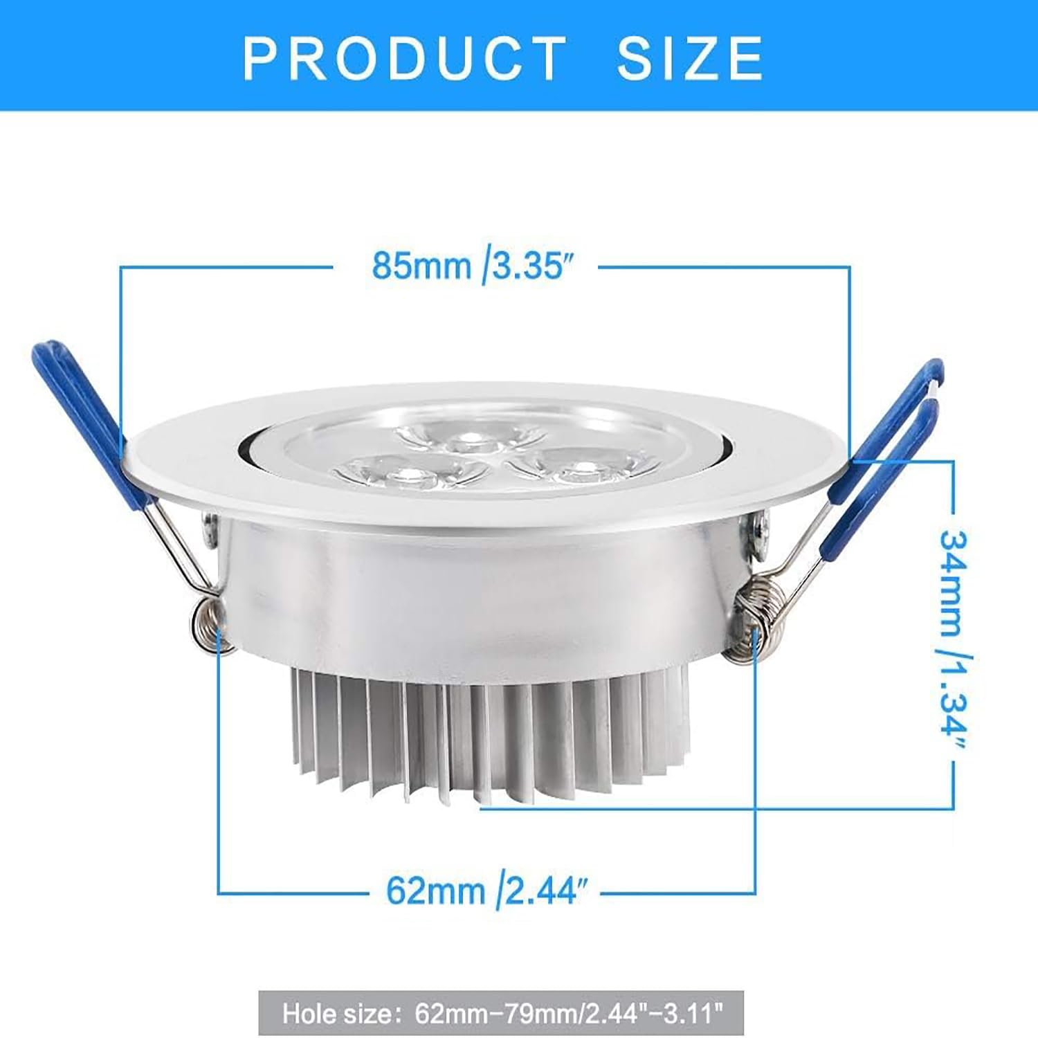 10 Pack Dimmable LED Ceiling Light Downlight 3W 110V Cool White Recessed Spotlight Fixture with LED Driver - Perfect for Kitchen, Bathroom, Closet and Hallway Lighting