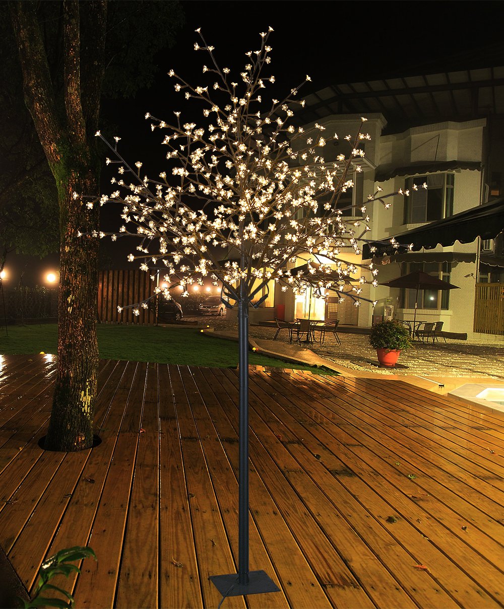 8FT Lighted Cherry Blossom Tree with Warm White LED Lights - Indoor/Outdoor Decorative Artificial Tree for Home, Garden, Wedding & Party Decorations