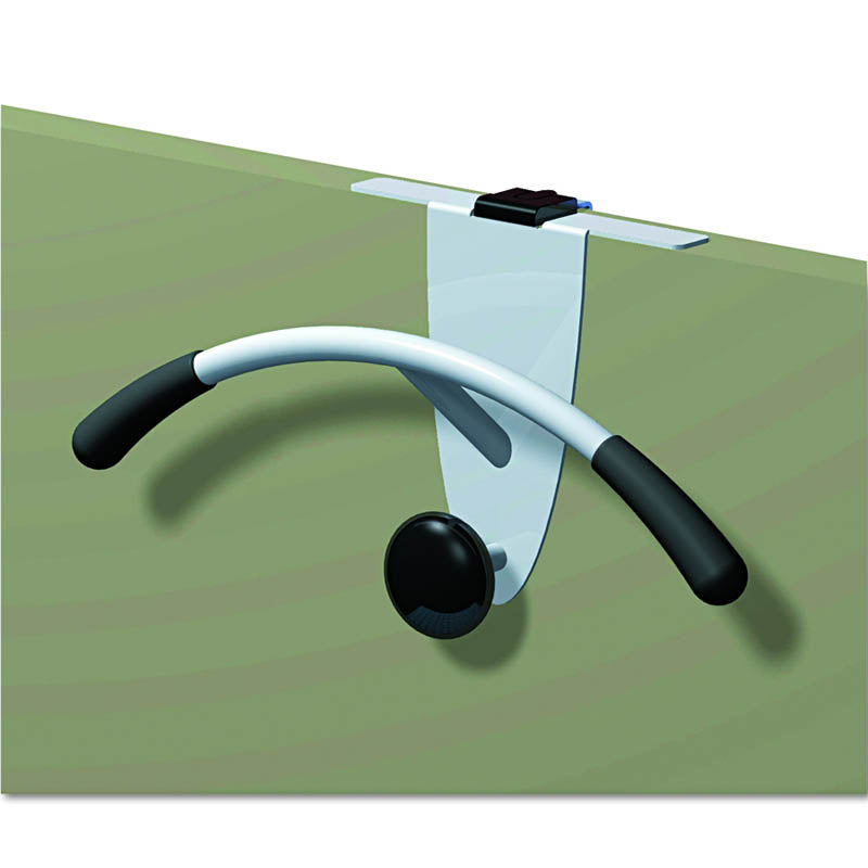 Adjustable Metal Cubicle Valet Hook - Silver with Black Finish - Space Saving Office Organizer for Keys, Badges & Coats