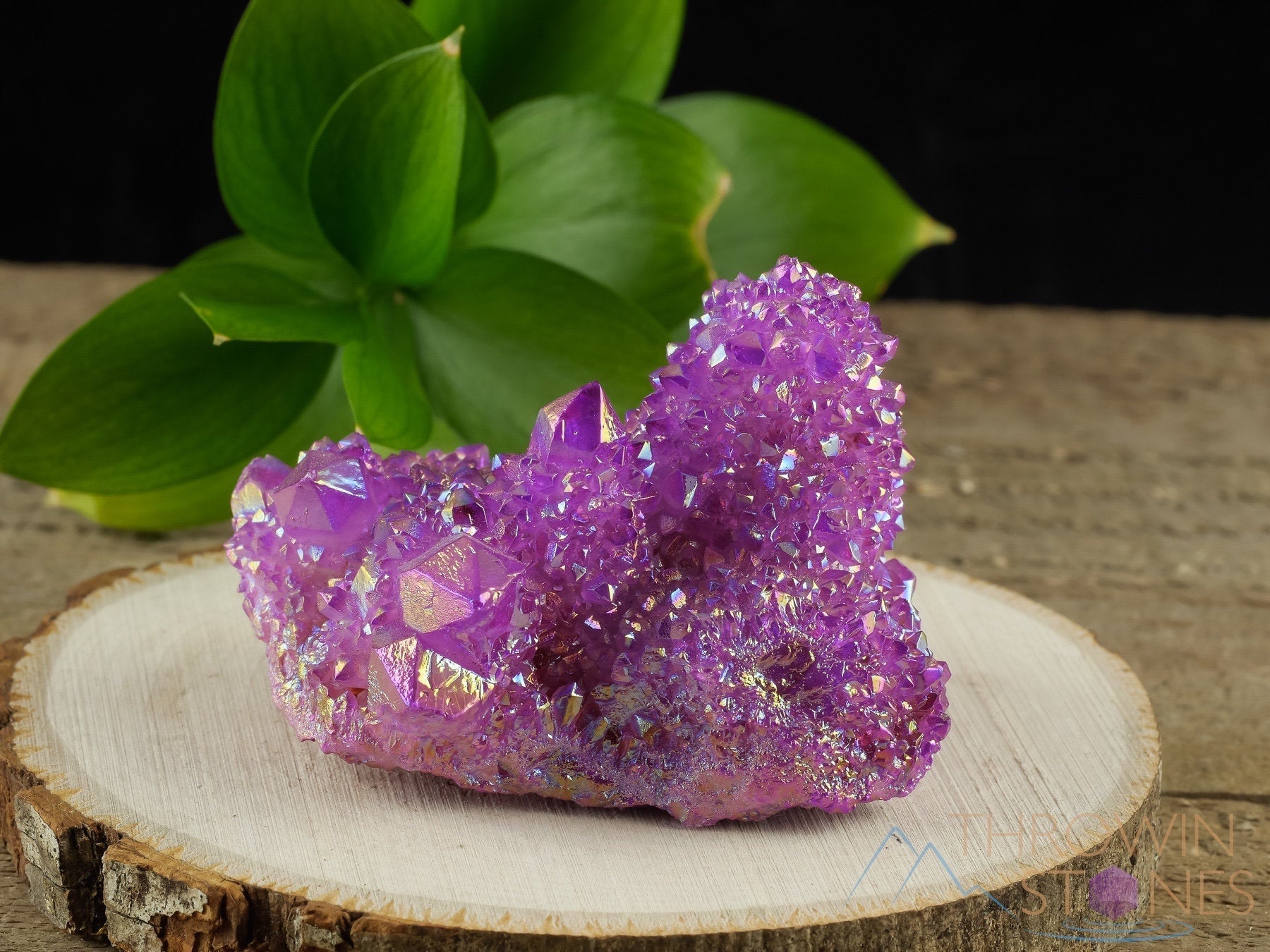 Natural Aura Ruby Pink Rainbow Quartz Crystal Cluster - Metaphysical Healing Stone, Spirit Quartz for Meditation & Energy Work - Home Decor, Gift Idea (R0610)