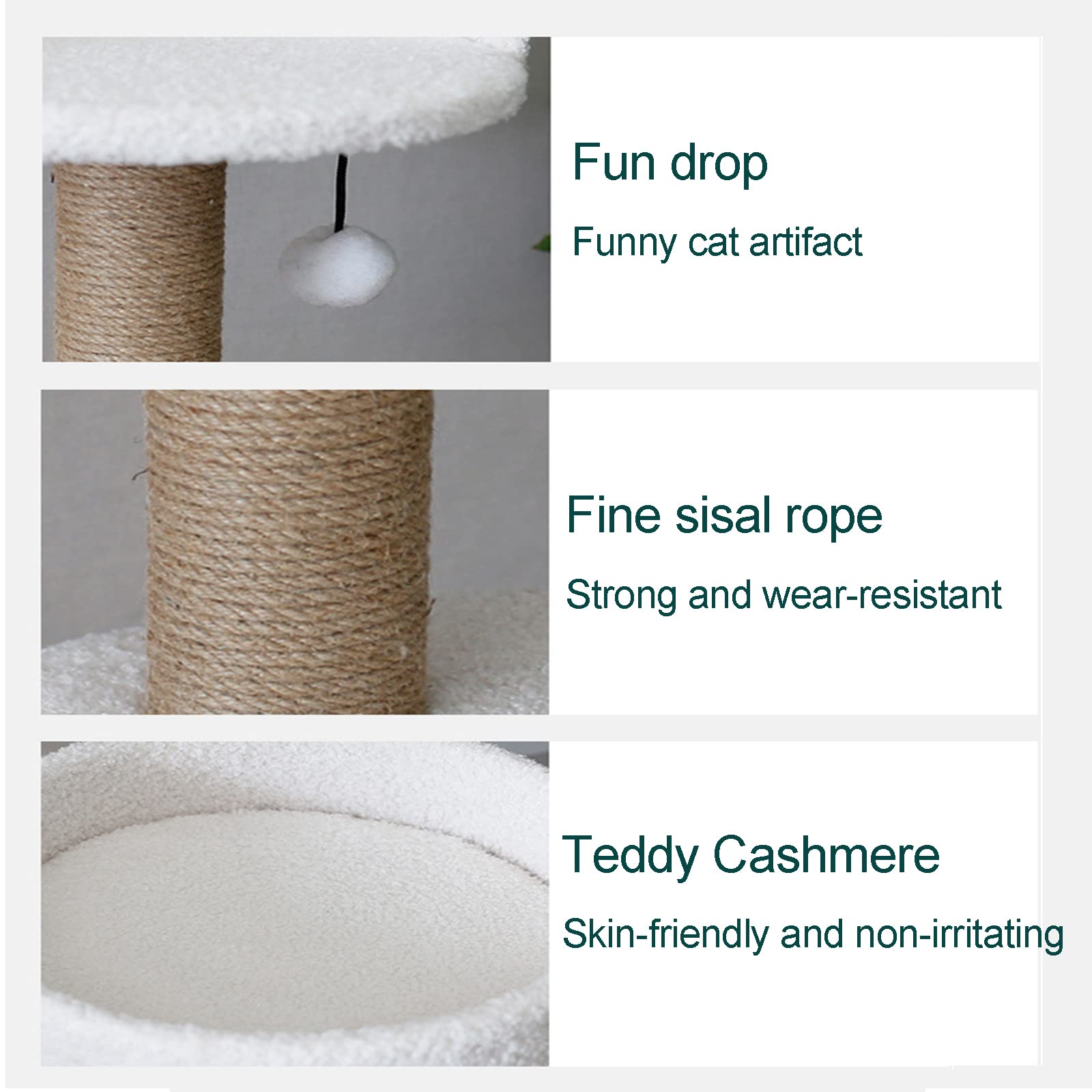 28.3 Inch Cat Tree for Indoor Cats - 3 Level Cat Activity Tower with Scratching Post & Hanging Ball - Multi-Level Pet Play House for Kittens & Adult Cats - White Cat Furniture (49x72cm) - Perfect for Small Spaces & Apartment Living