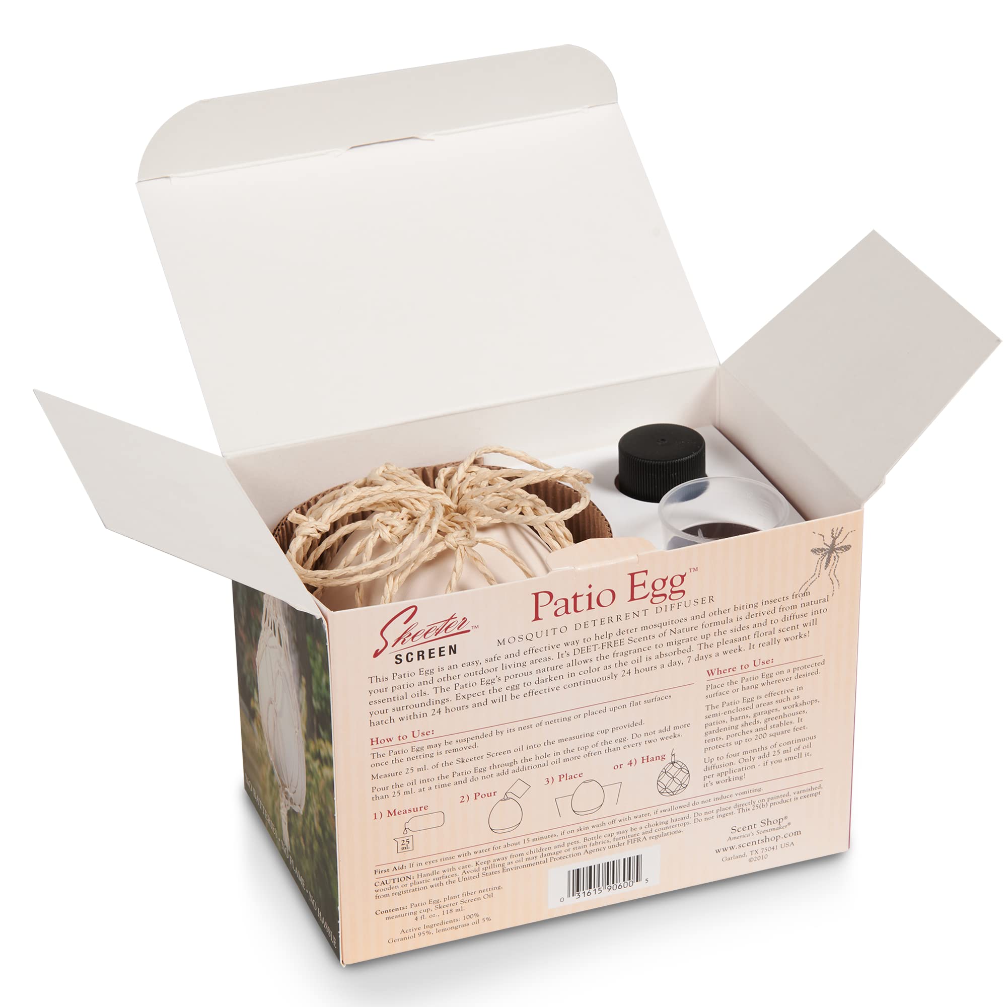 Skeeter Screen 90600 Patio Egg Diffuser - 2 Pack Mosquito Repellent for Outdoor Patio, Deck, Garden & Backyard Use