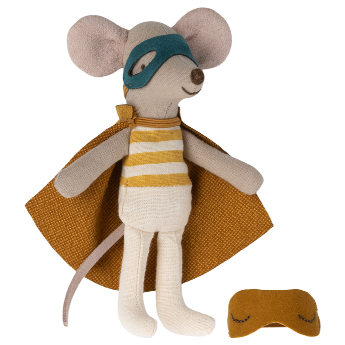 Maileg Super Hero Mouse Toy - Little Brother in Matchbox for Kids | Collectible Miniature Mouse Figure | Perfect for Pretend Play, Gift Giving & Display Collections