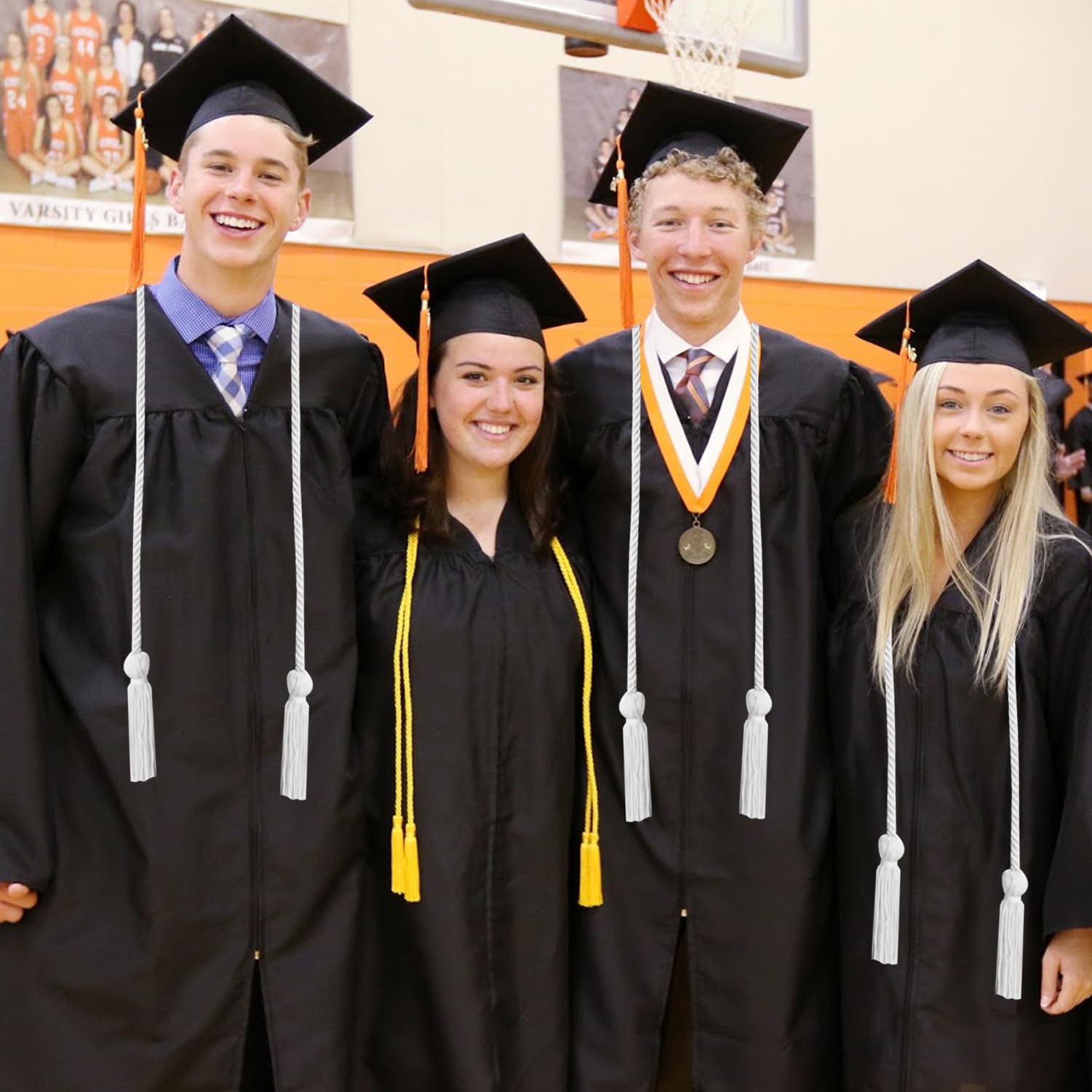 White Graduation Honor Cords - 67 Inch Long Academic Achievement Sashes for High School & College Graduates - Perfect for Commencement Ceremonies & Graduation Photos