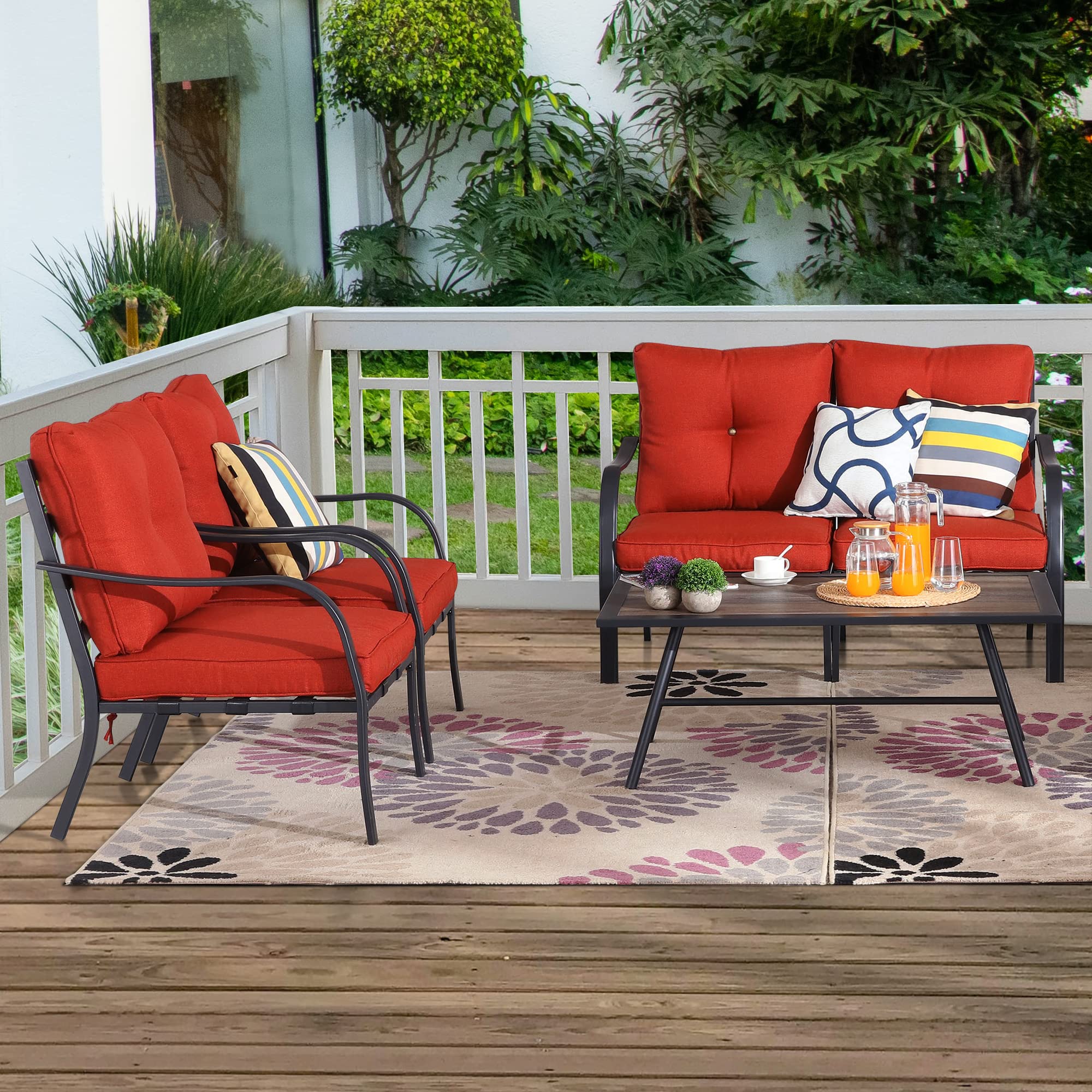**PatioFestival 5-Piece Outdoor Metal Conversation Set with 4.7