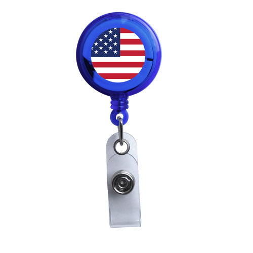USA Flag Translucent Plastic Badge Reel Holder - Perfect for Nurses, Teachers & Office ID Cards