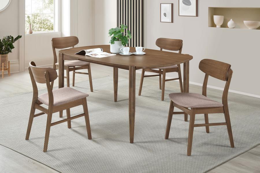Dora 63 Inch Oval Walnut Wood Dining Table Set for 6 - Rustic Farmhouse Kitchen & Dining Room Furniture - Perfect for Family Gatherings & Dinner Parties