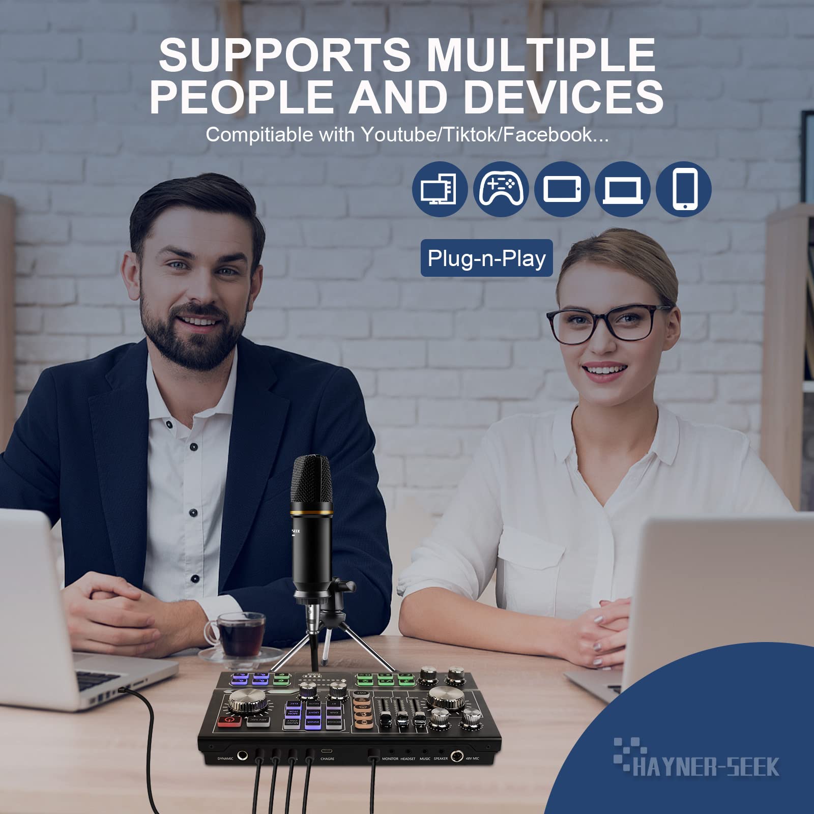 Professional Podcast Equipment Bundle - 2 Studio Condenser Microphones & Headphones for Streaming, Recording, YouTube, Twitch (Home Studio Setup)