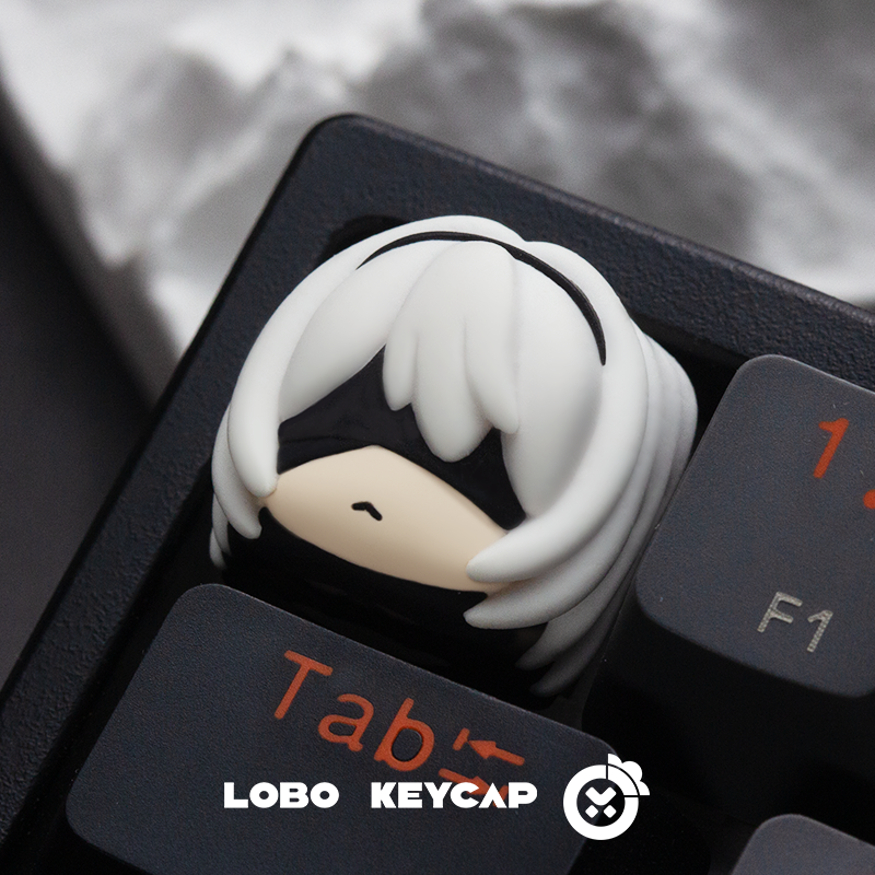 Nier Automata YoRHa No. 2 Type B Resin Artisan Keycaps - Multi-Colored Custom Mechanical Keyboard Keycaps for Gaming & Typing Enthusiasts