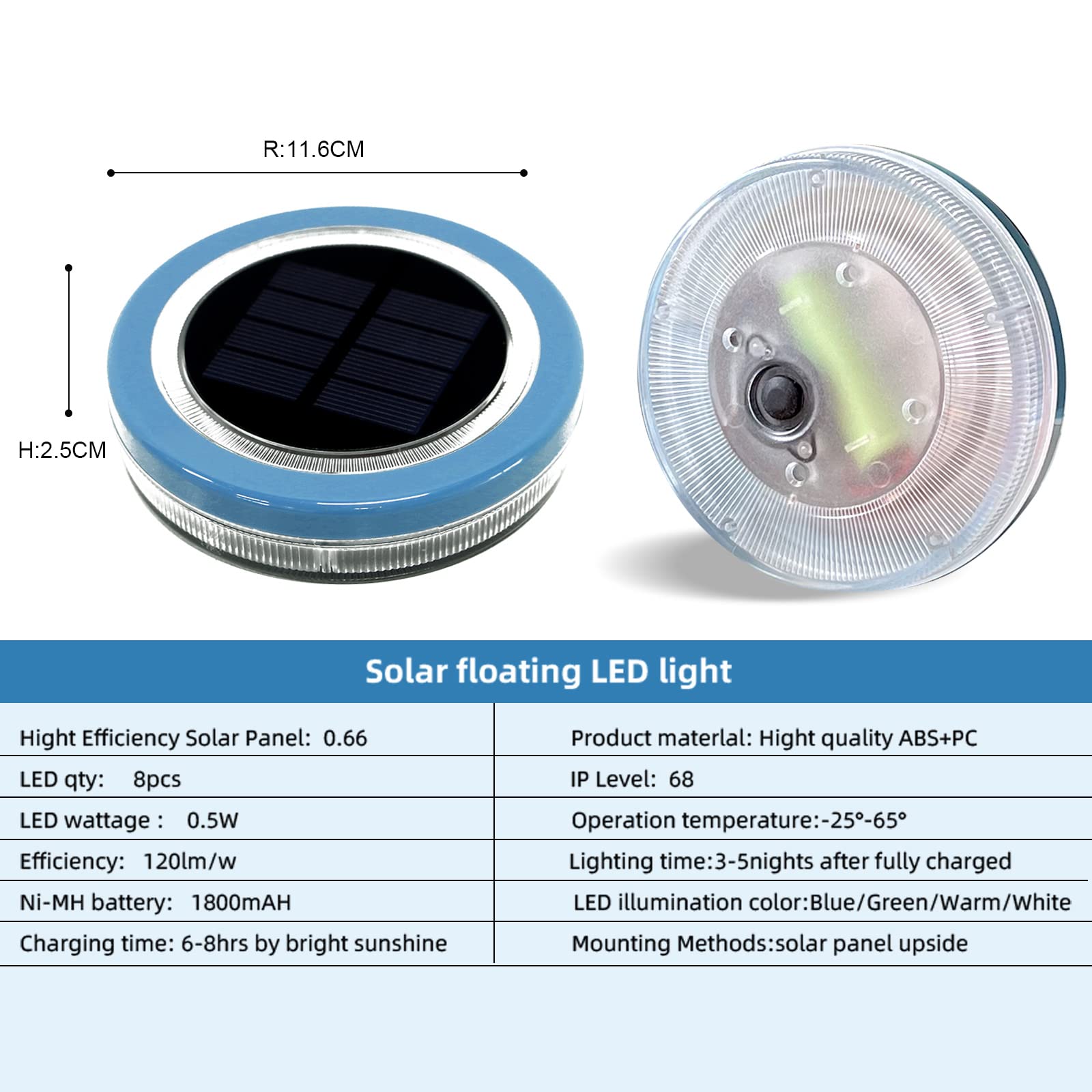Solar Powered Floating Pool Lights IP68 Waterproof - 2 Pack White LED Outdoor Pond & Garden Decoration Lights for Swimming Pools, Fountains & Backyard Landscaping