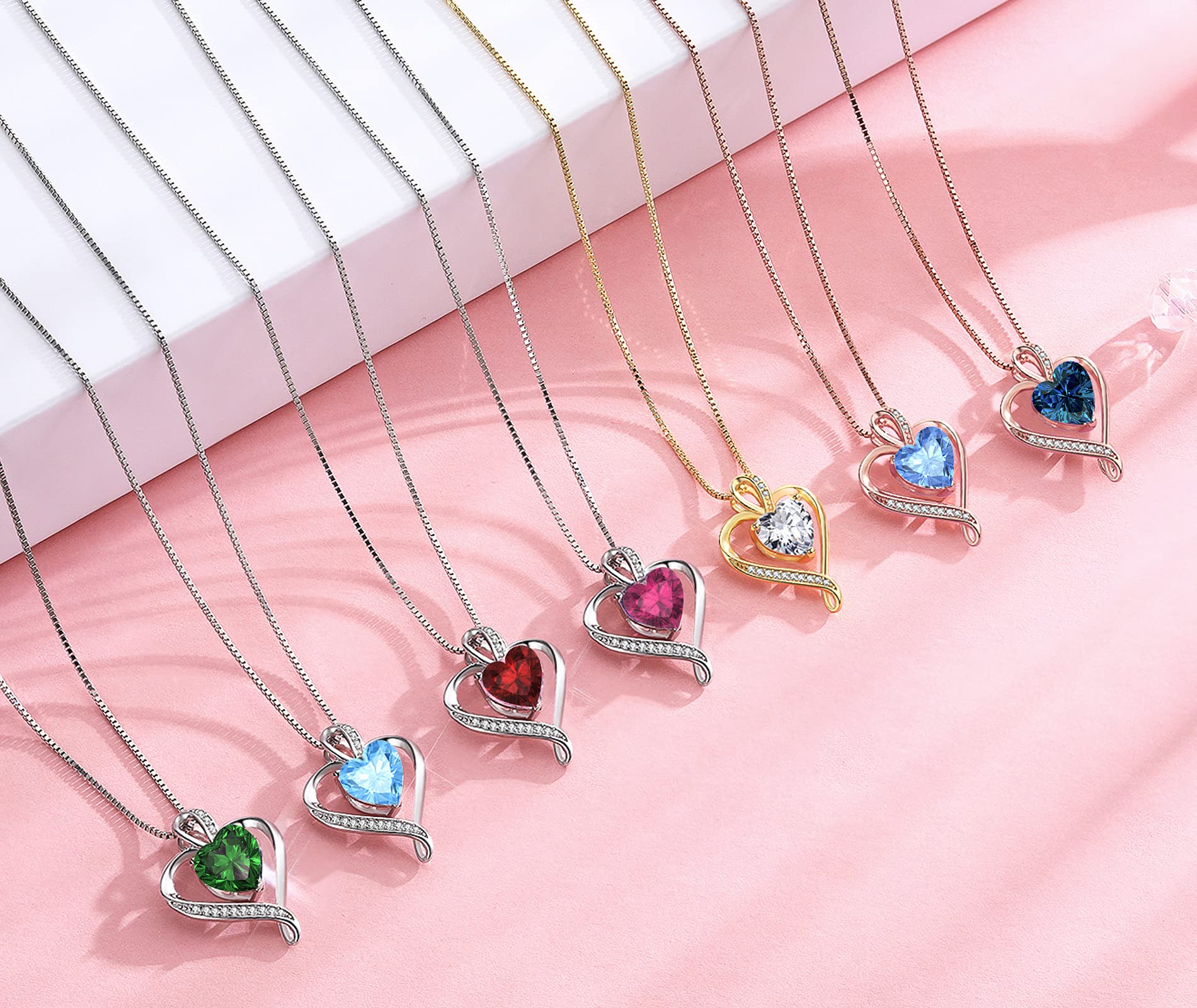LAVUMO Sterling Silver Heart Necklace & Earrings Set for Women - Hypoallergenic Jewelry in Silver, Gold & Rose Gold - Perfect Birthday, Anniversary, Christmas & Valentine's Day Gifts for Her - Ideal for Date Nights, Weddings & Special Occasions