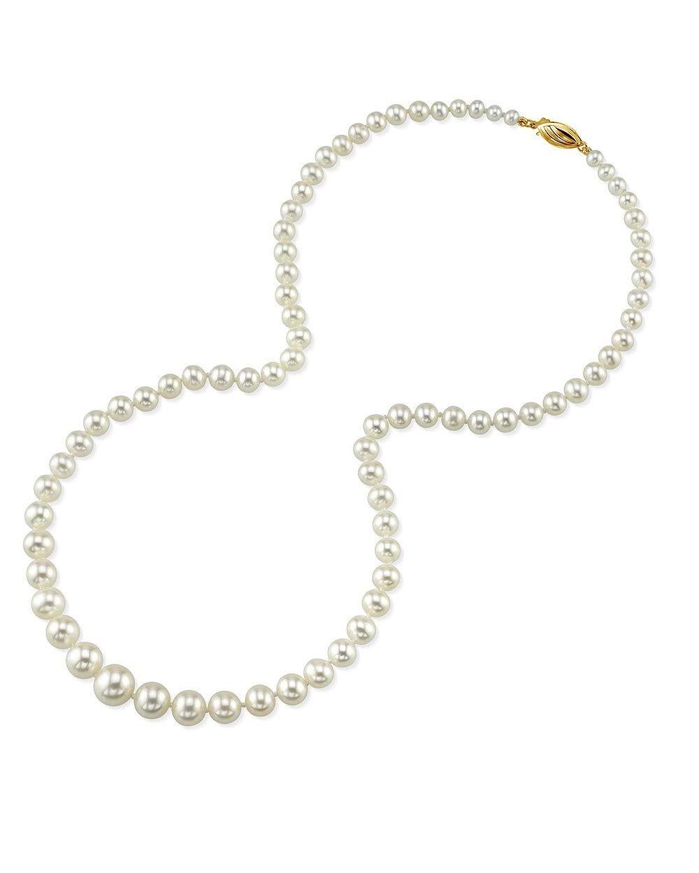 14K Gold AAA Freshwater Pearl Necklace for Women - Elegant Graduated 4-9mm Pearls for Weddings & Parties