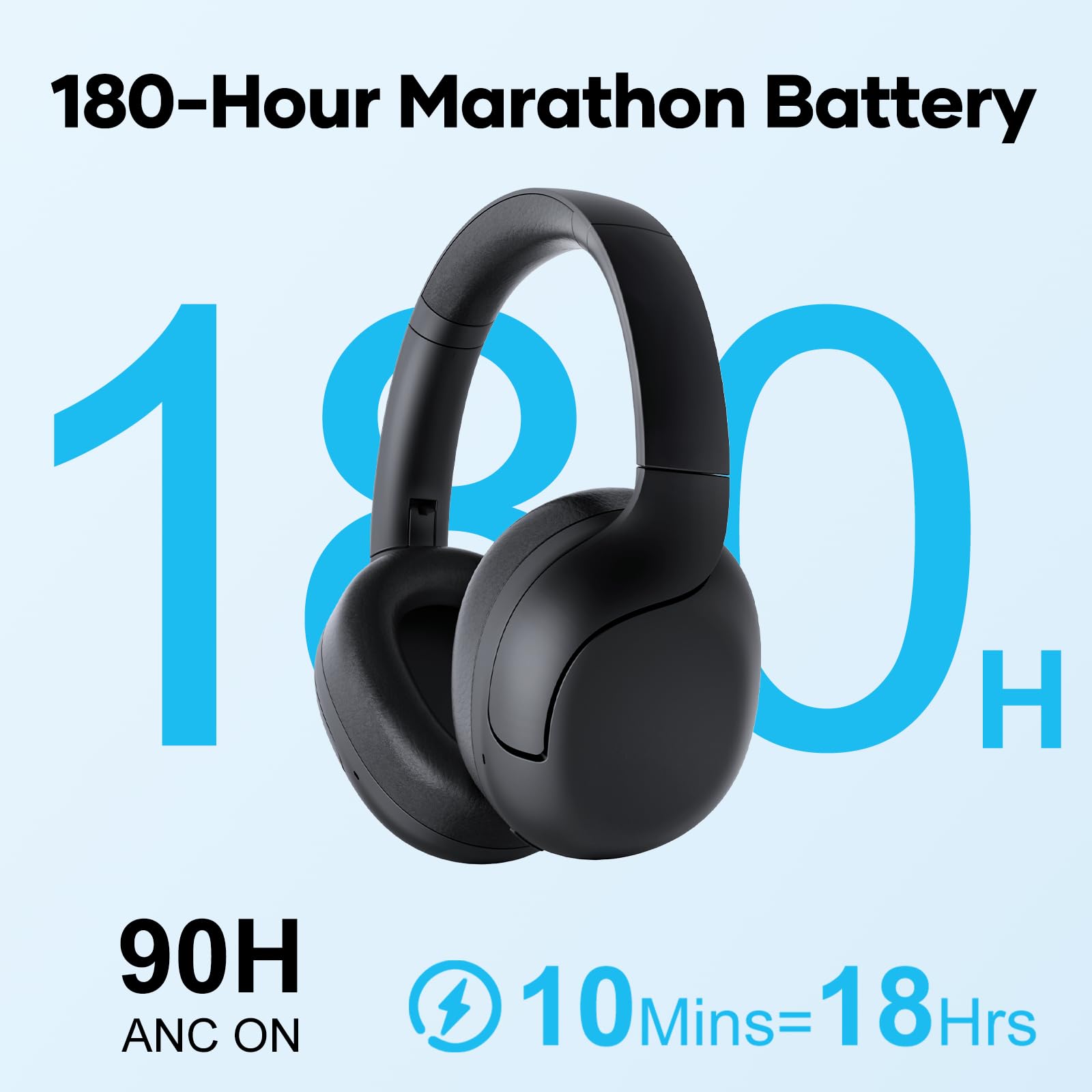LINKLIKE Wireless Bluetooth Headphones with Active Noise Cancelling, Hi-Res Audio, 180H Playtime & Deep Bass - Over Ear Headphones with Memory Foam Cups & Touch Control for Home, Office, Gym, Travel (Perfect for Commuting, Workouts & Remote Work)