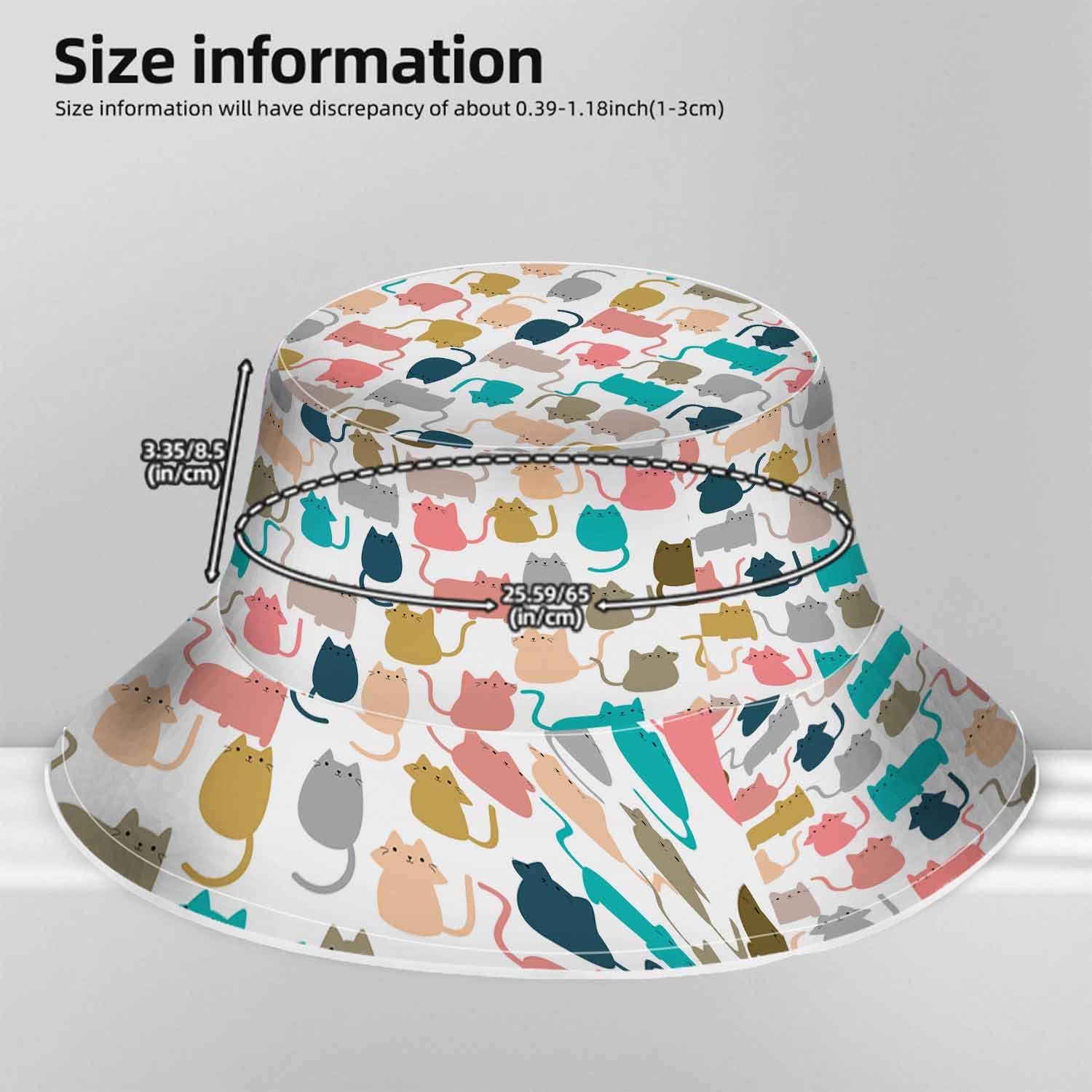 WONDERTIFY Kitty Cat Bucket Hat for Women & Men - Cute Animal Print Sun Hat for Outdoor, Beach, Festival & Summer Fashion