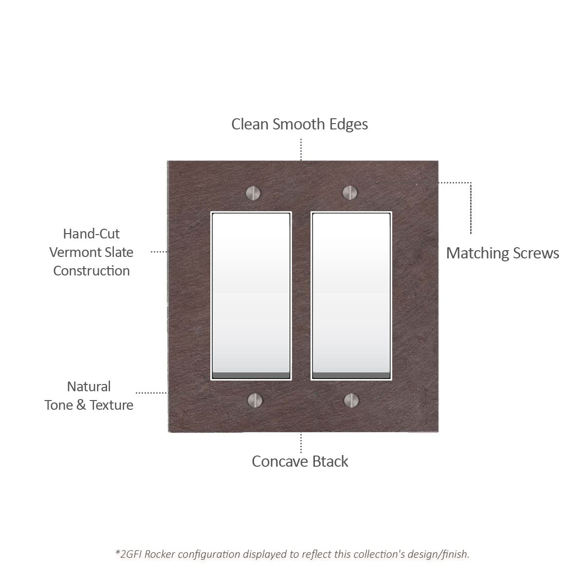3 Gang GFCI Rocker Switch Plate Cover - Decora Triple Decorator Wall Plate (6.75” x 5”) - Vermont Slate Purple Outlet Faceplate for Home & Office Electrical Upgrade | Perfect for Living Rooms, Bedrooms & Commercial Spaces