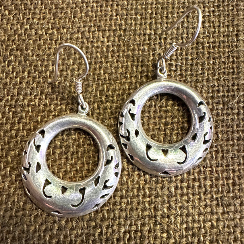Vintage Mexican Sterling Silver Calar Hoop Earrings for Women - Handmade Pierced Dangle Earrings for Everyday Wear, Parties & Special Occasions