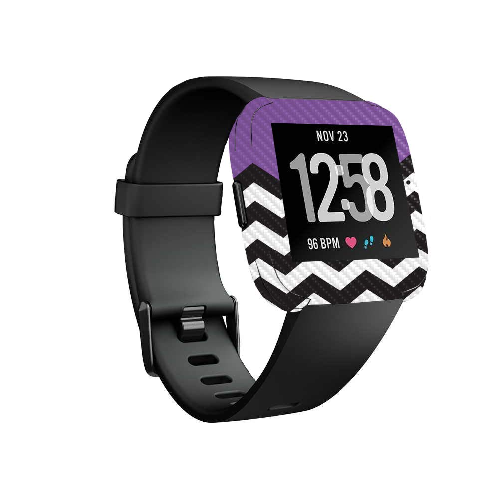 Fitbit Versa Carbon Fiber Skin - Purple Chevron Design | Durable Protective Cover with Textured Finish | Easy to Apply & Remove | Made in USA | Perfect for Workouts, Daily Wear & Style Customization